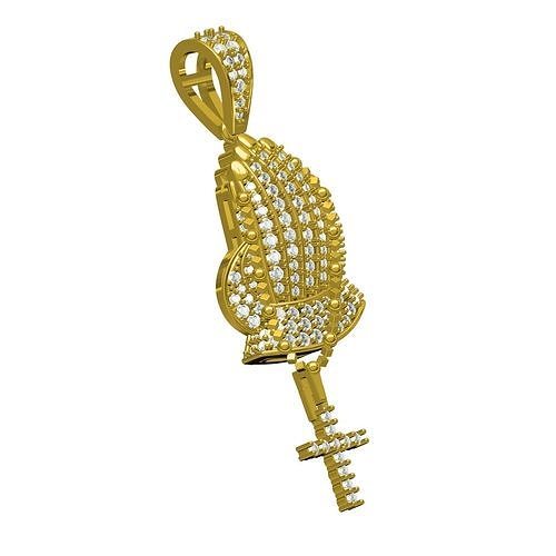 Praying Hands with Cross Diamond Pendant 3D print model