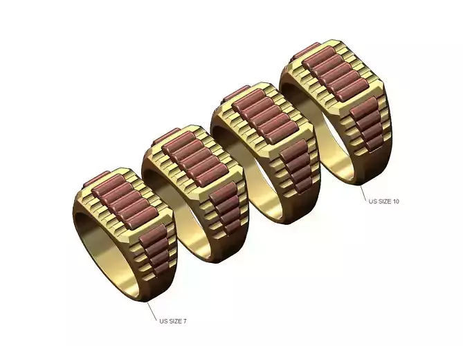 Top and sides presidential link inserts ring US sizes 7to10