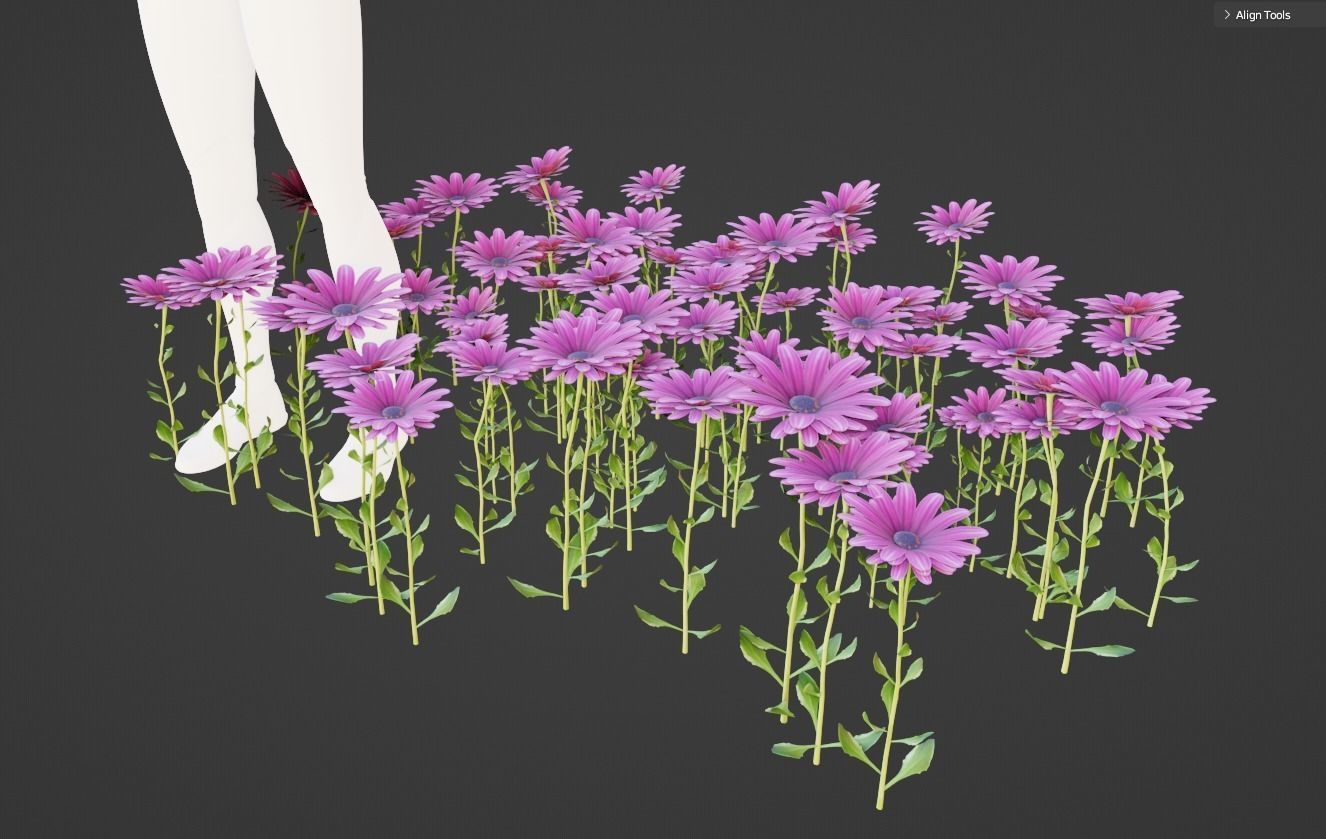 Purple Daisy Pbr  Low-poly 3D model_1