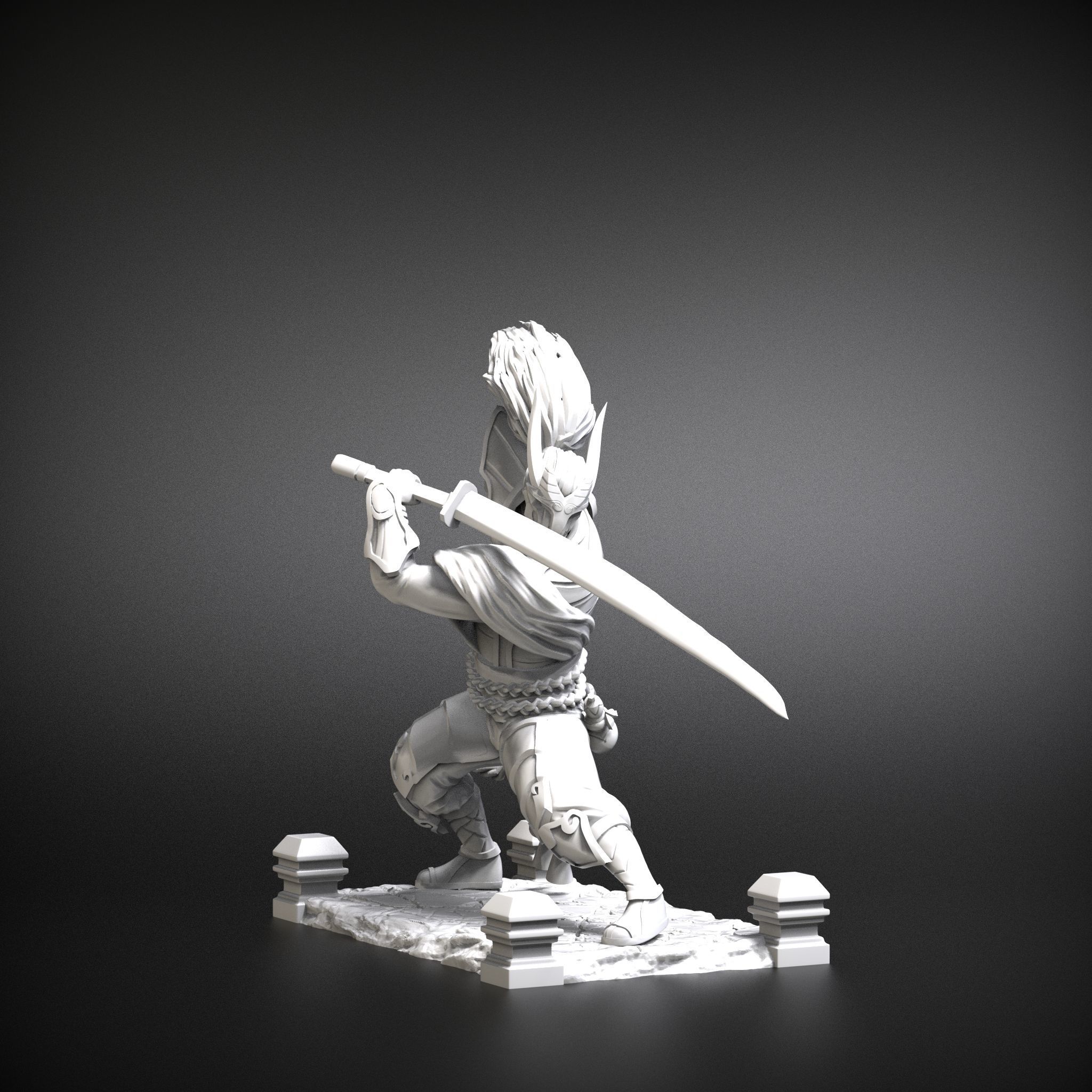 STL Yasuo Blood moon 3D print model league of legends 3D print model_1