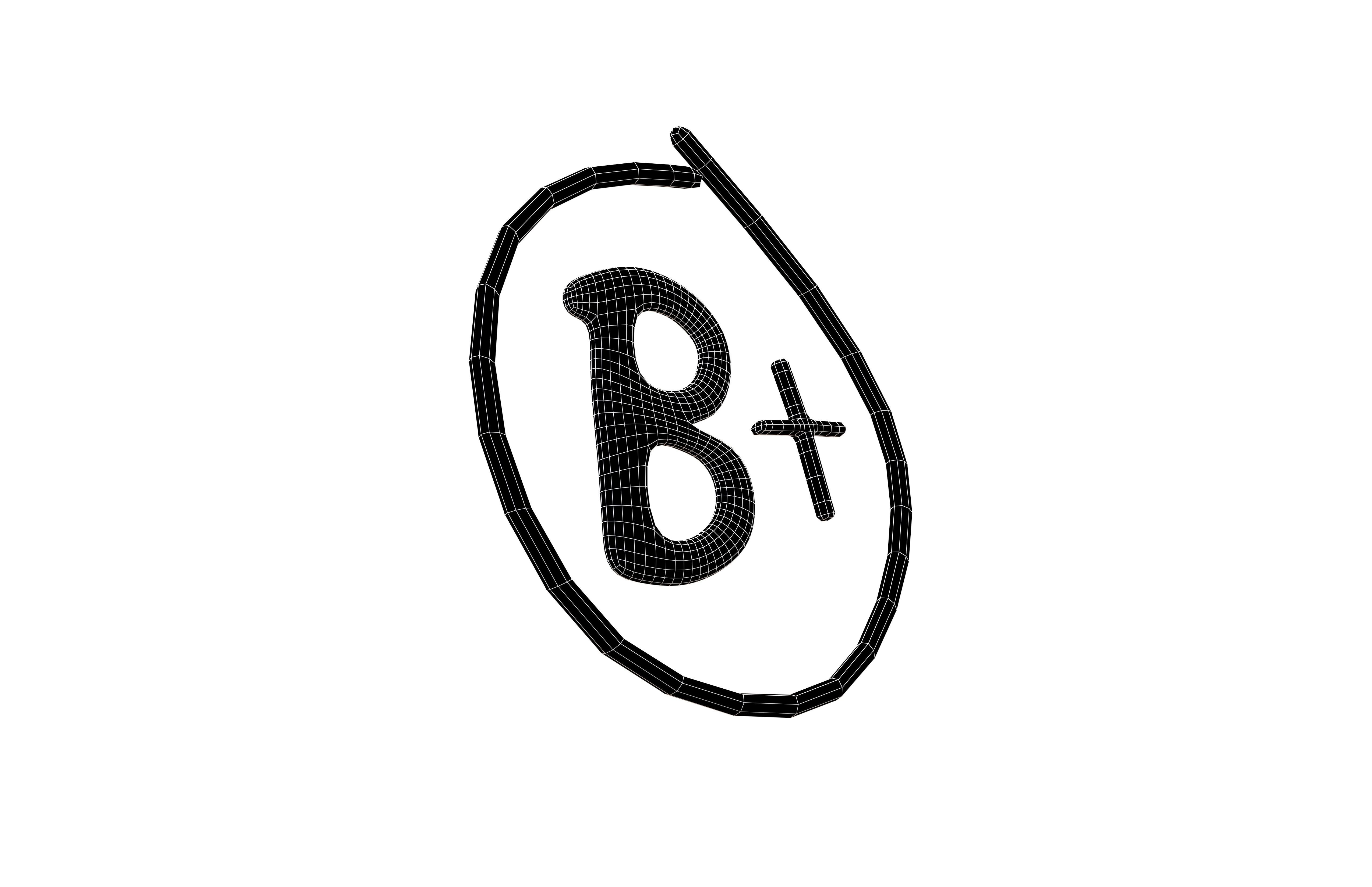 Grade B Plus Symbol v1 001 Low-poly 3D model_7
