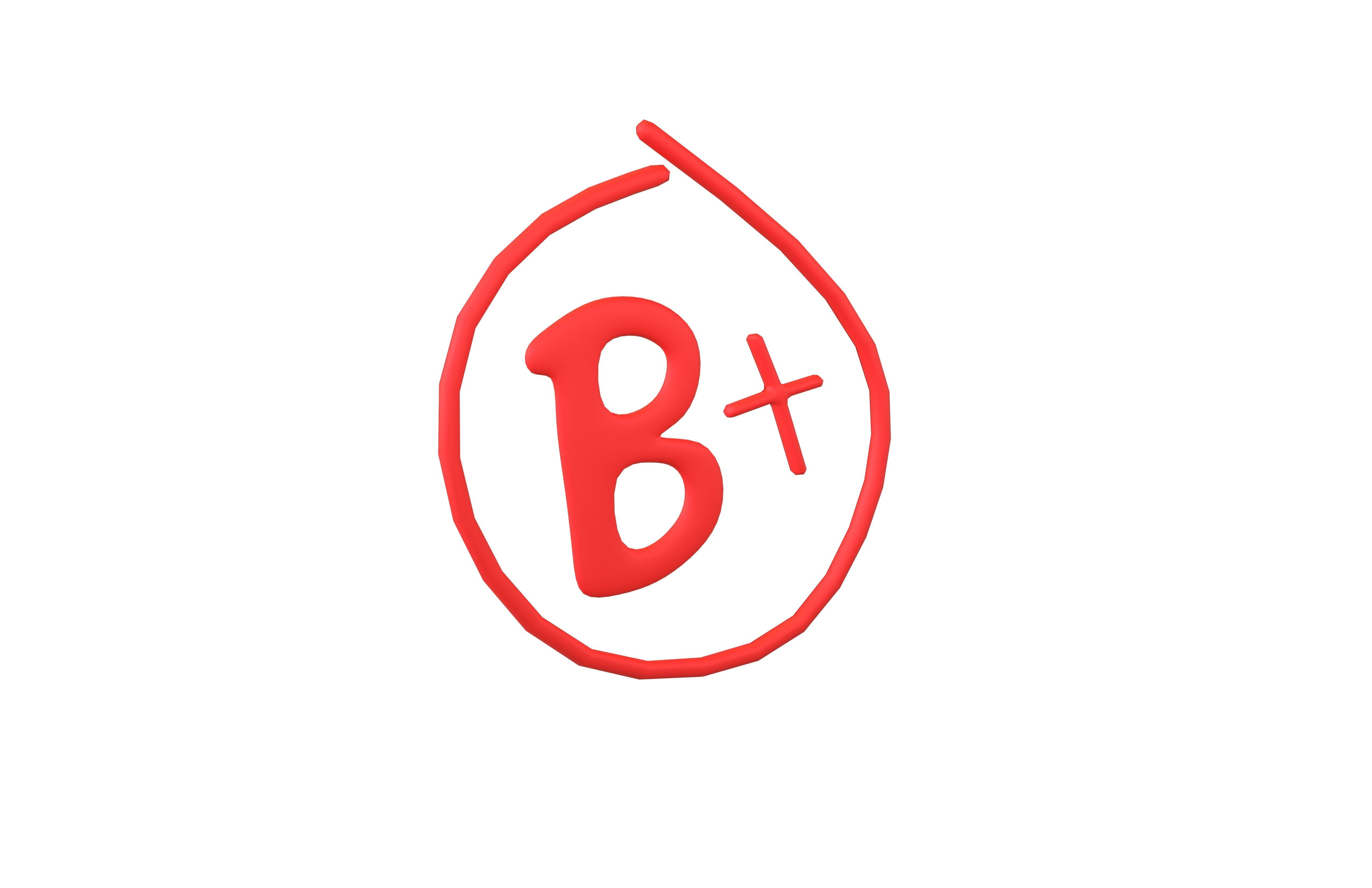 Grade B Plus Symbol v1 001 Low-poly 3D model_1