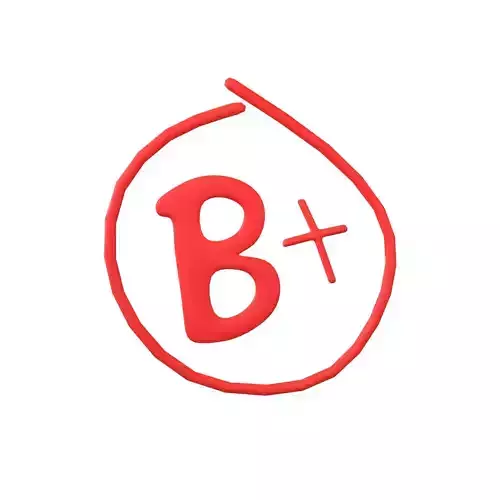 Grade B Plus Symbol v1 001 Low-poly 3D model