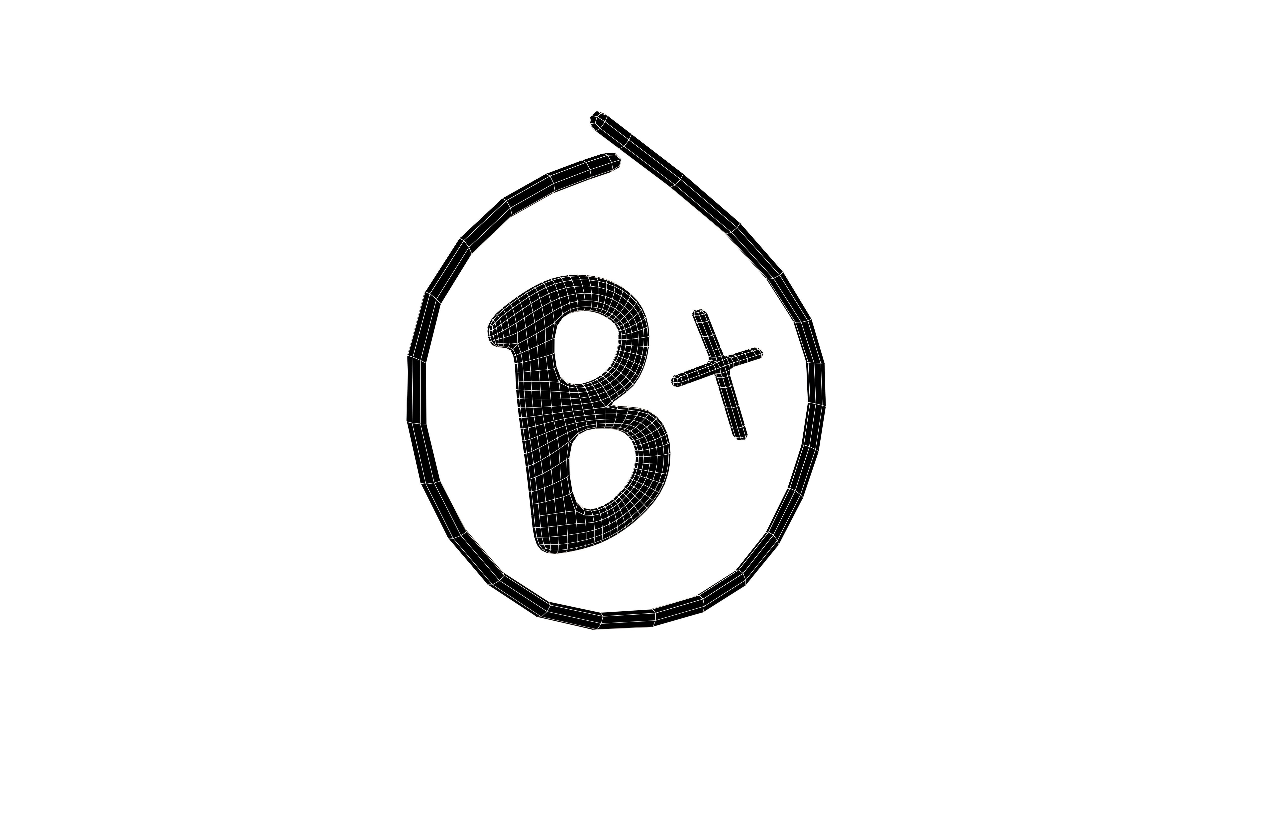 Grade B Plus Symbol v1 001 Low-poly 3D model_5