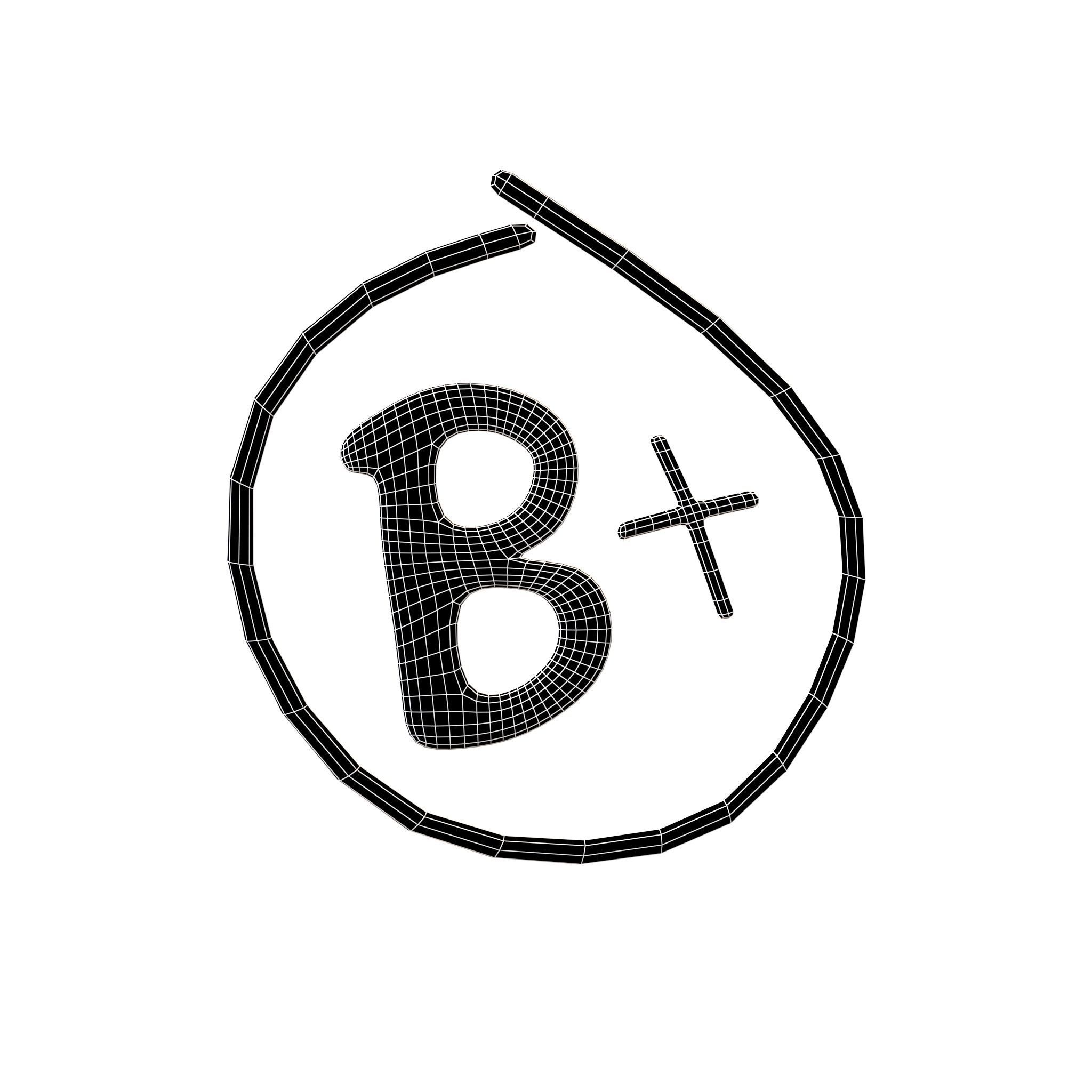 Grade B Plus Symbol v1 001 Low-poly 3D model_4