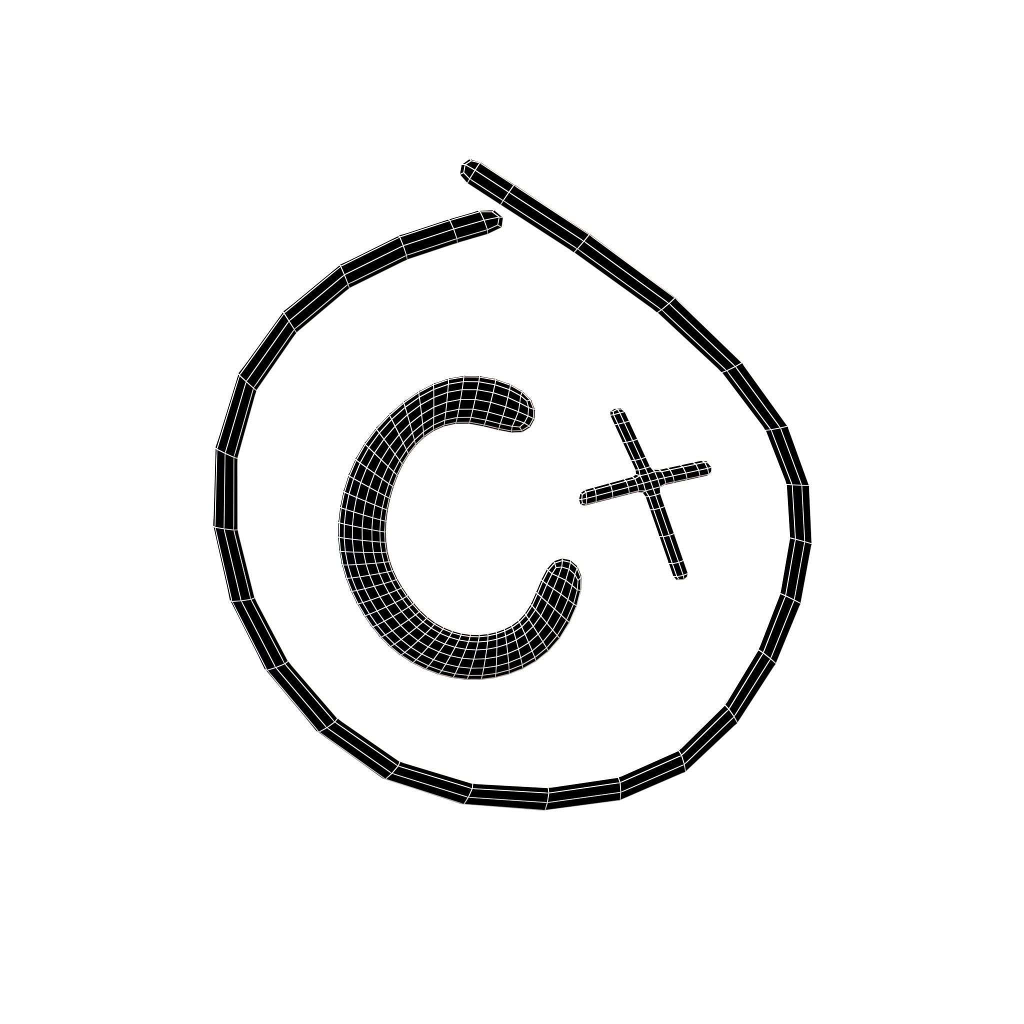 Grade C Plus Symbol v1 001 Low-poly 3D model_4