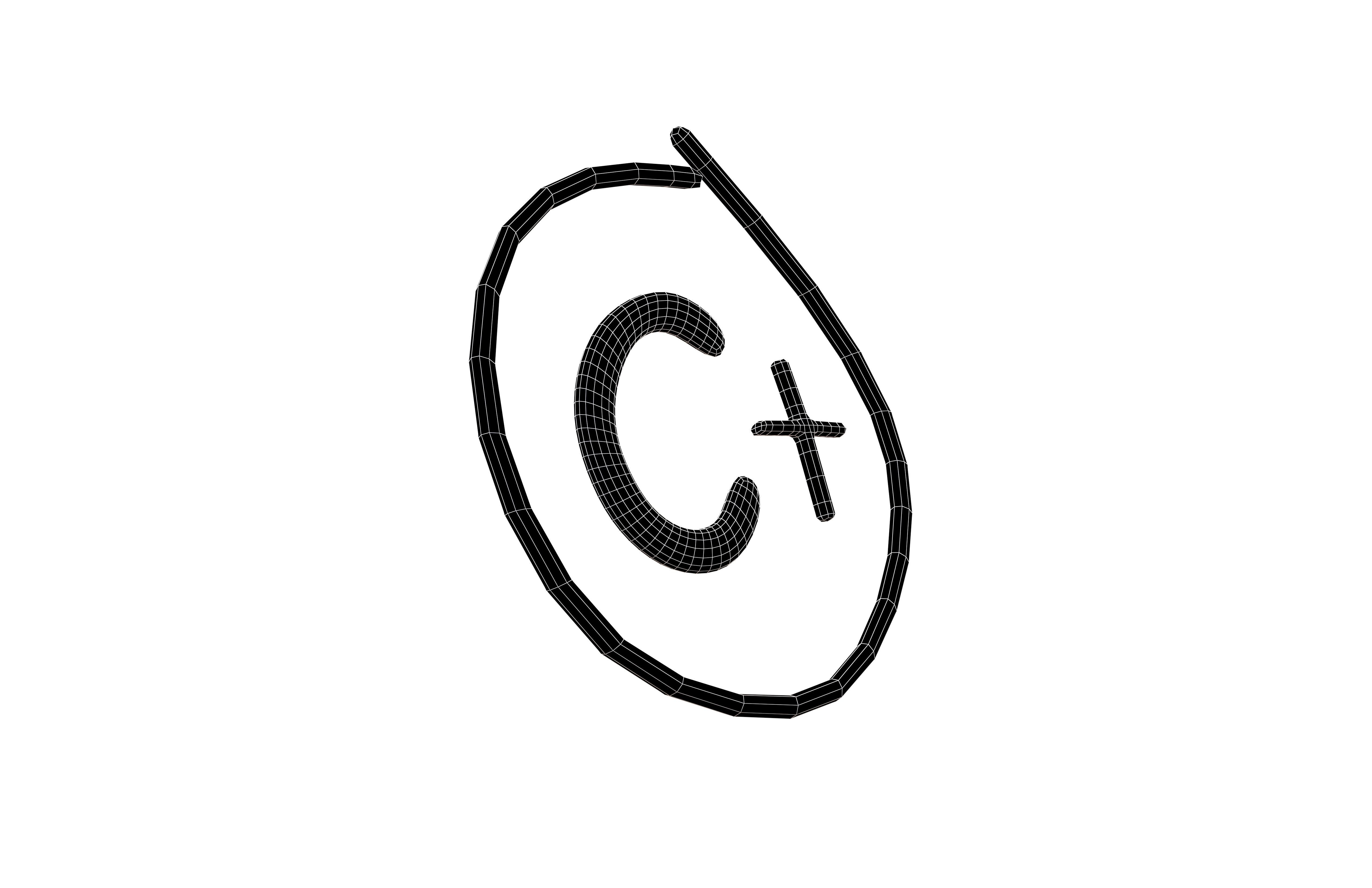Grade C Plus Symbol v1 001 Low-poly 3D model_7