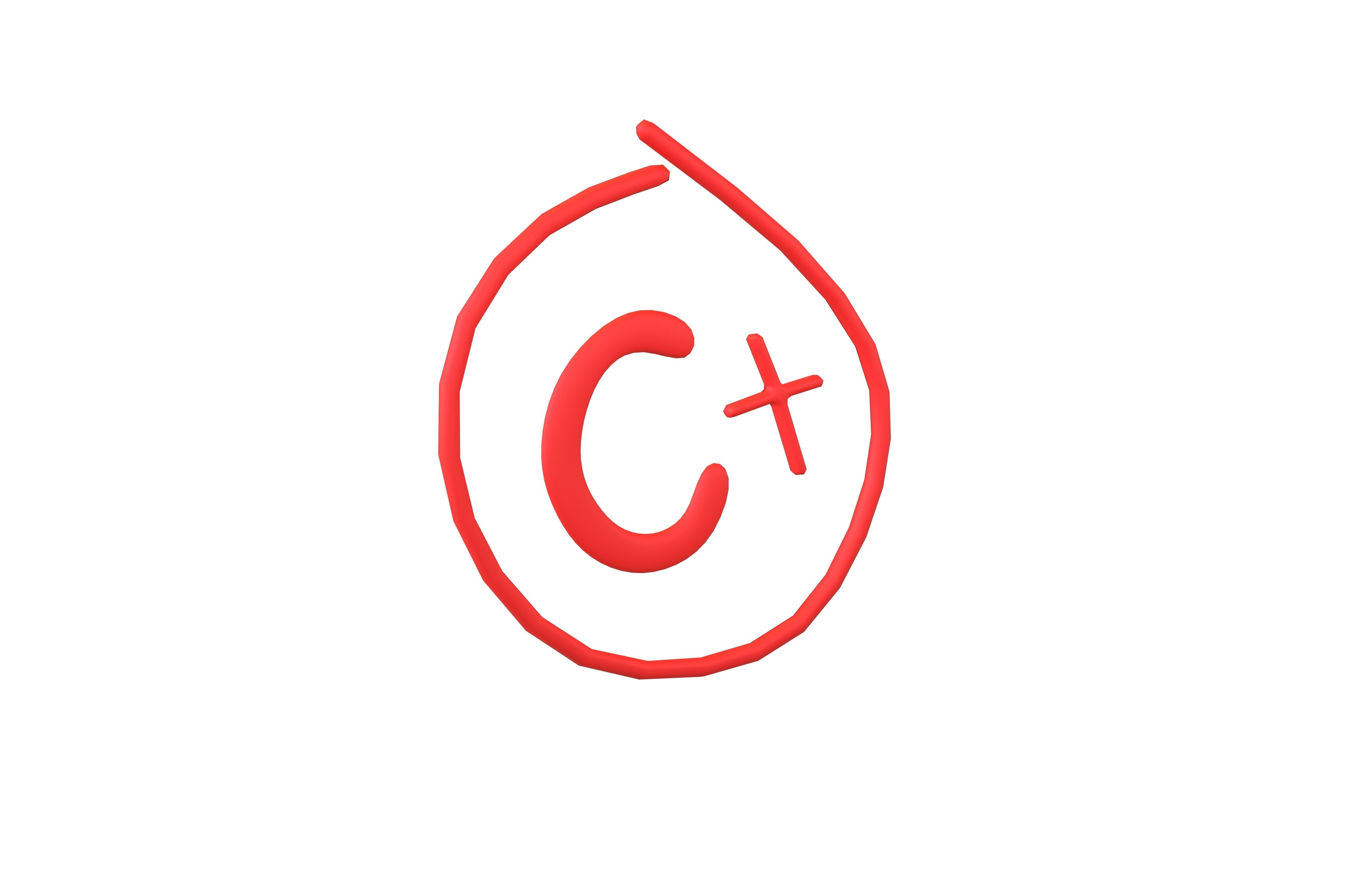 Grade C Plus Symbol v1 001 Low-poly 3D model_1