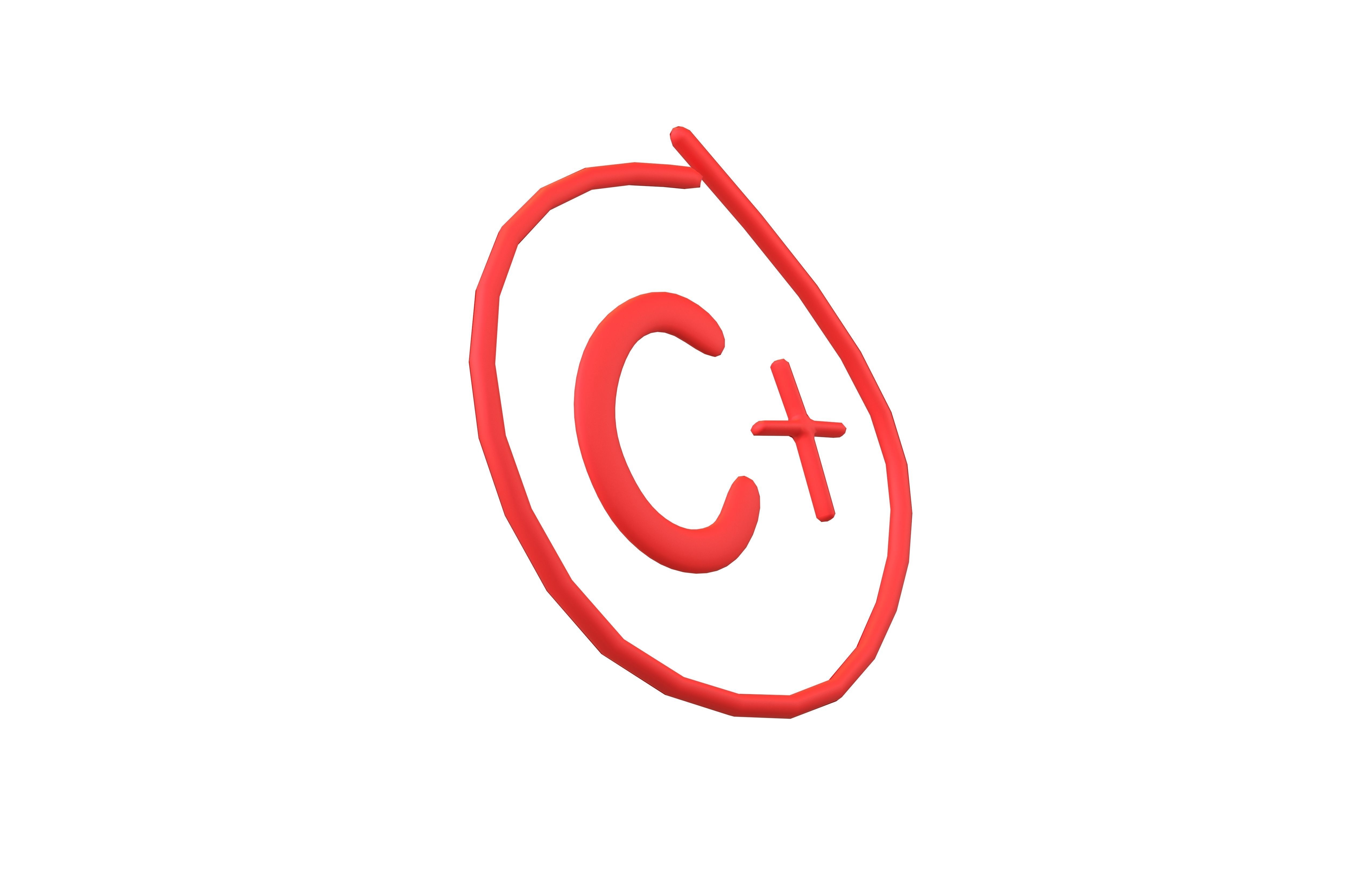Grade C Plus Symbol v1 001 Low-poly 3D model_3