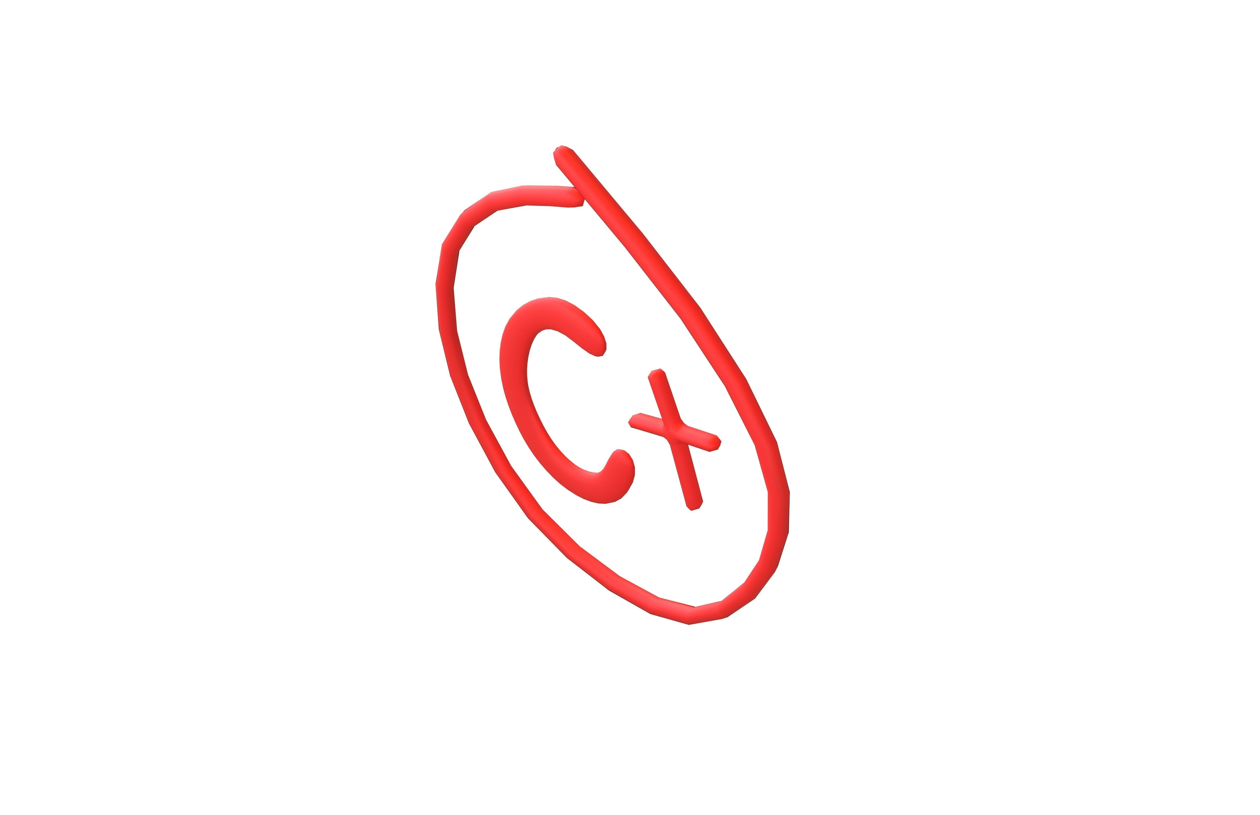 Grade C Plus Symbol v1 001 Low-poly 3D model_2