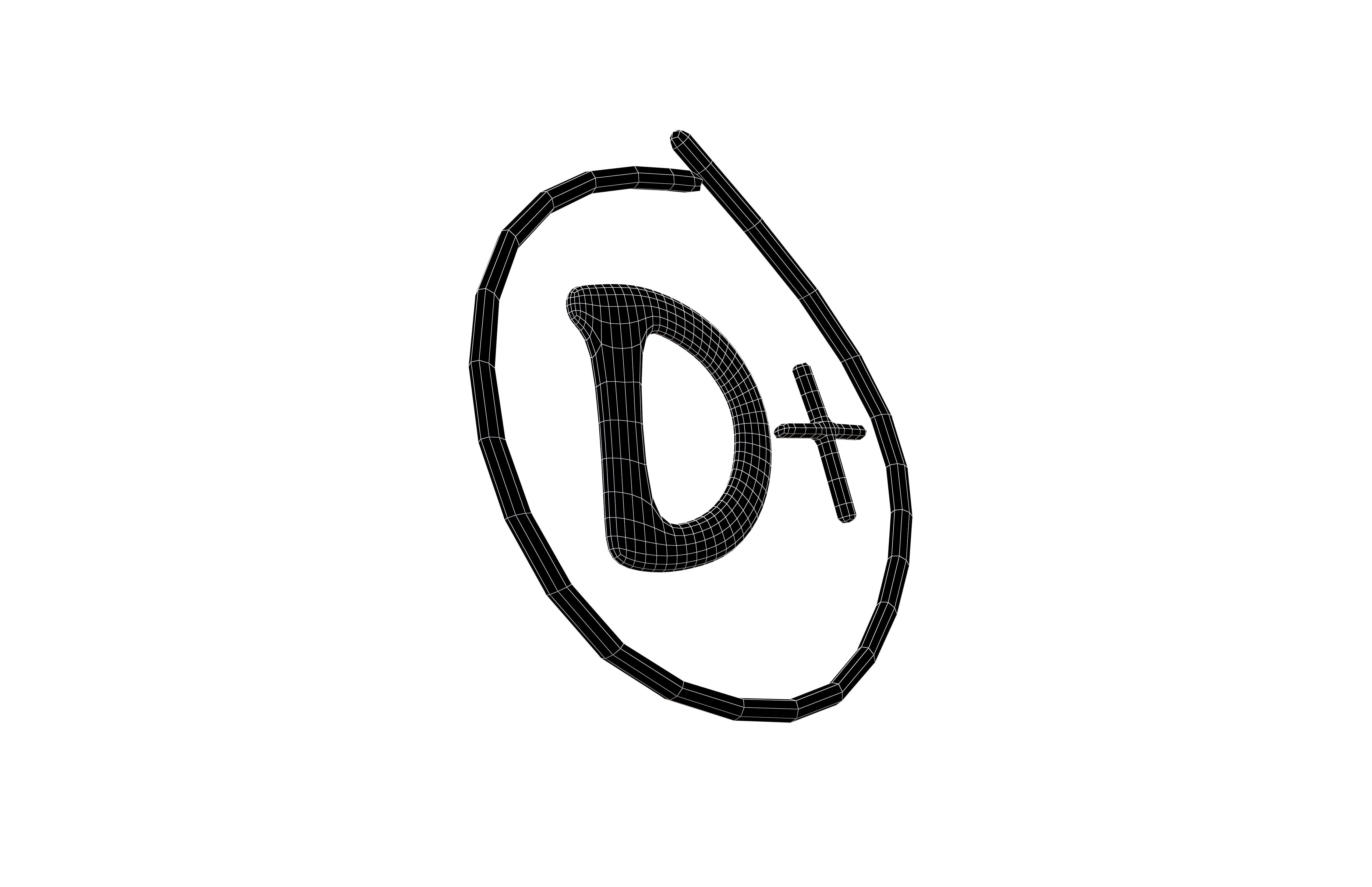 Grade D Plus Symbol v1 001 Low-poly 3D model_6