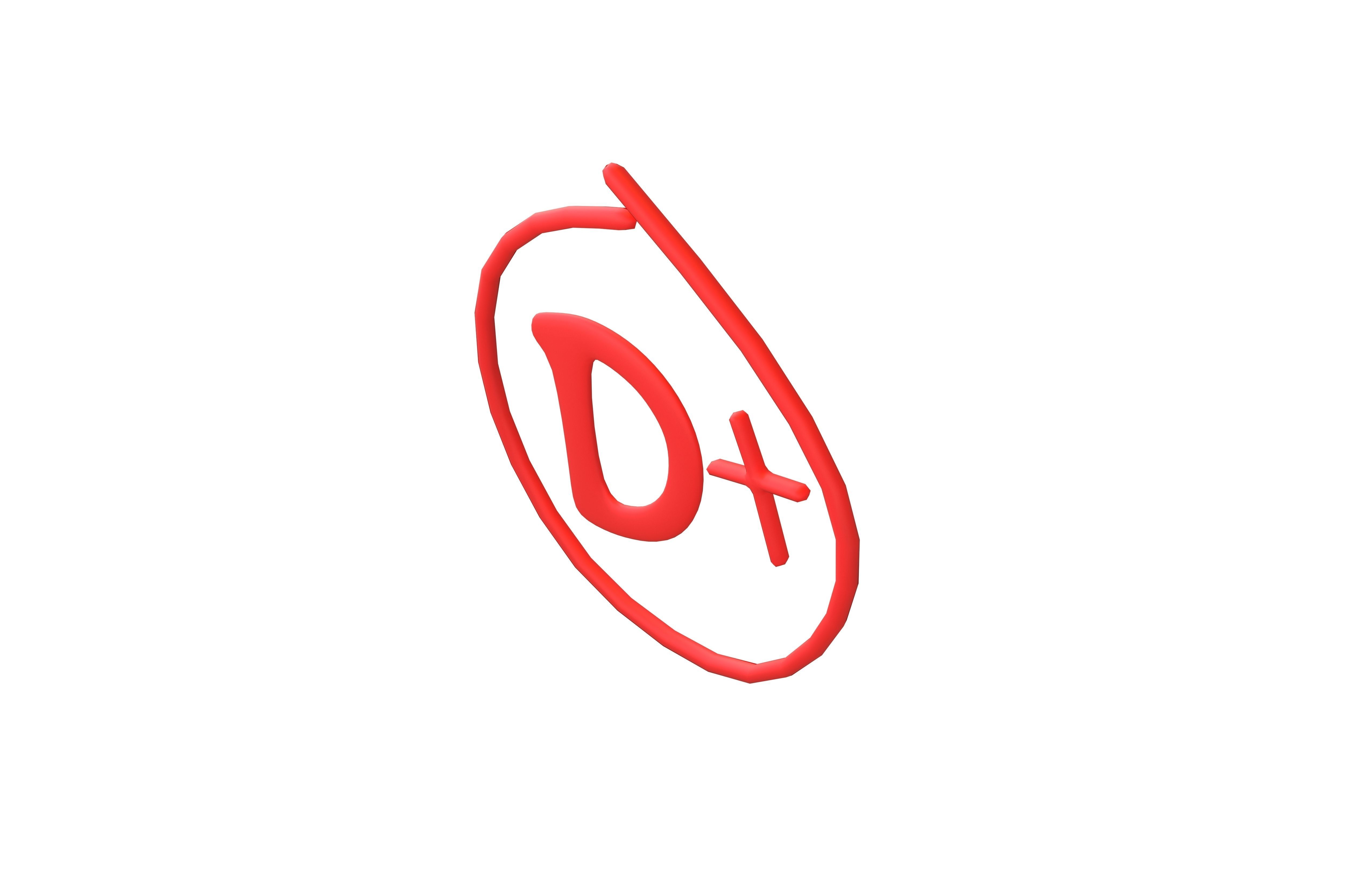 Grade D Plus Symbol v1 001 Low-poly 3D model_2