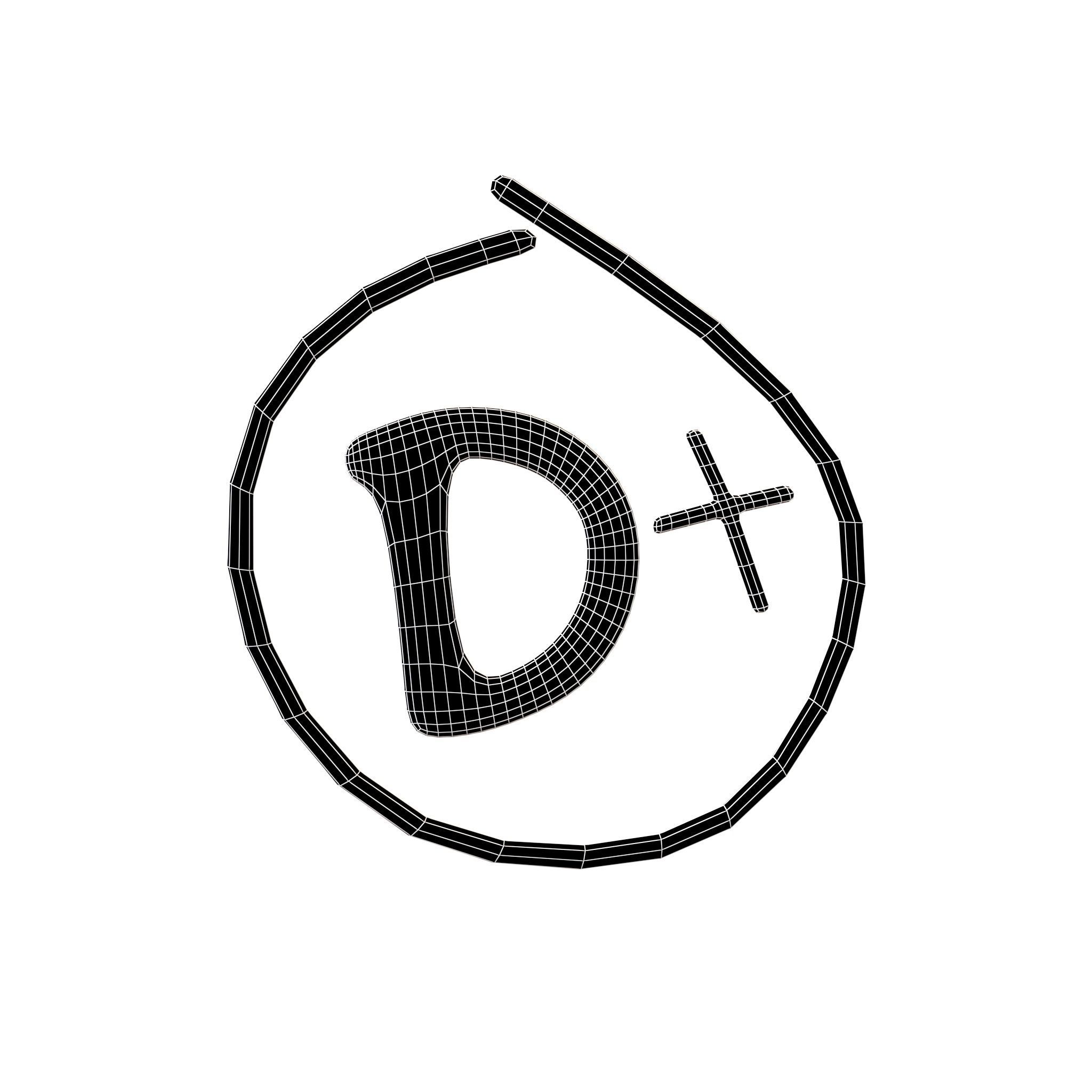 Grade D Plus Symbol v1 001 Low-poly 3D model_7