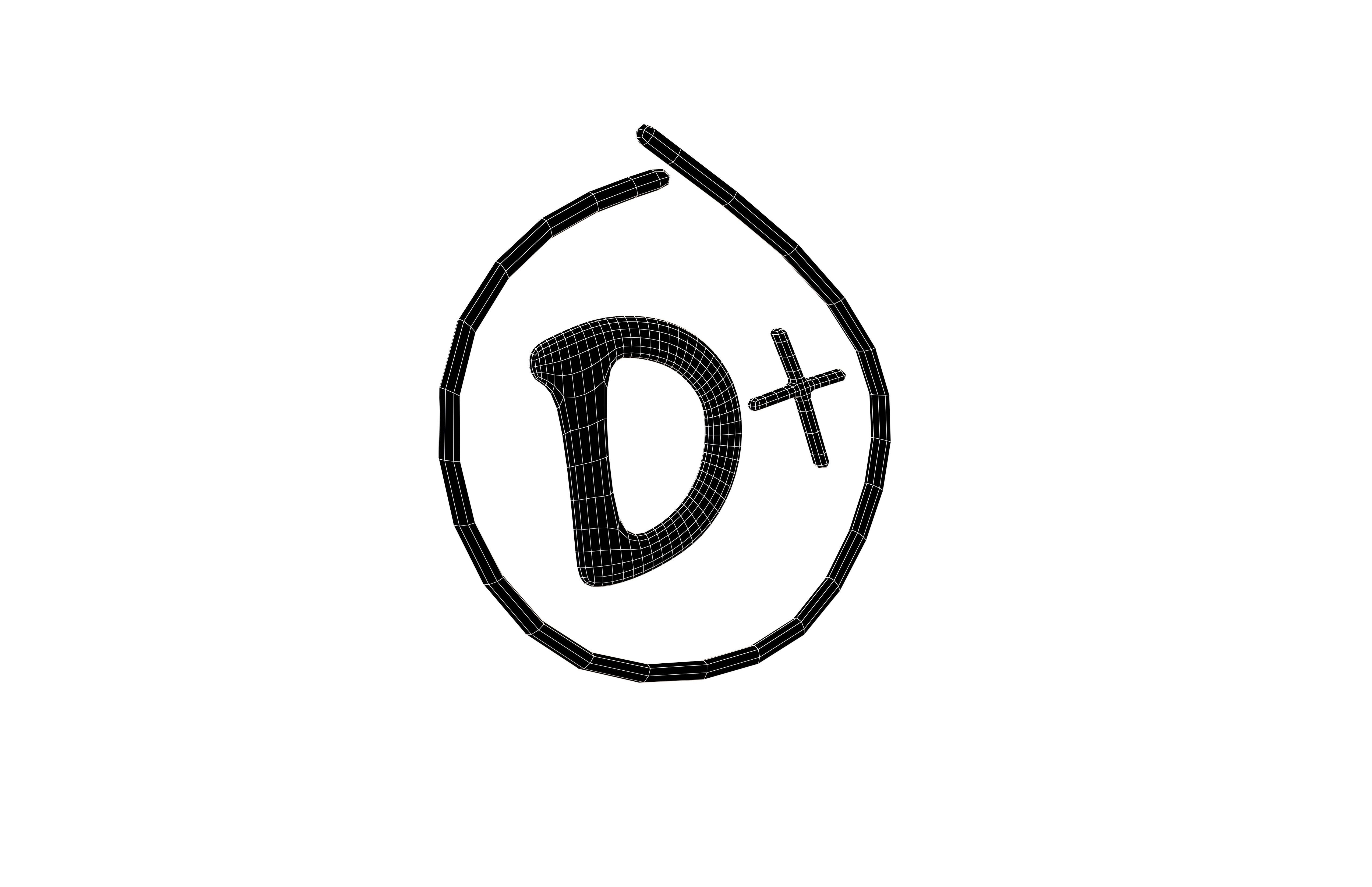 Grade D Plus Symbol v1 001 Low-poly 3D model_4