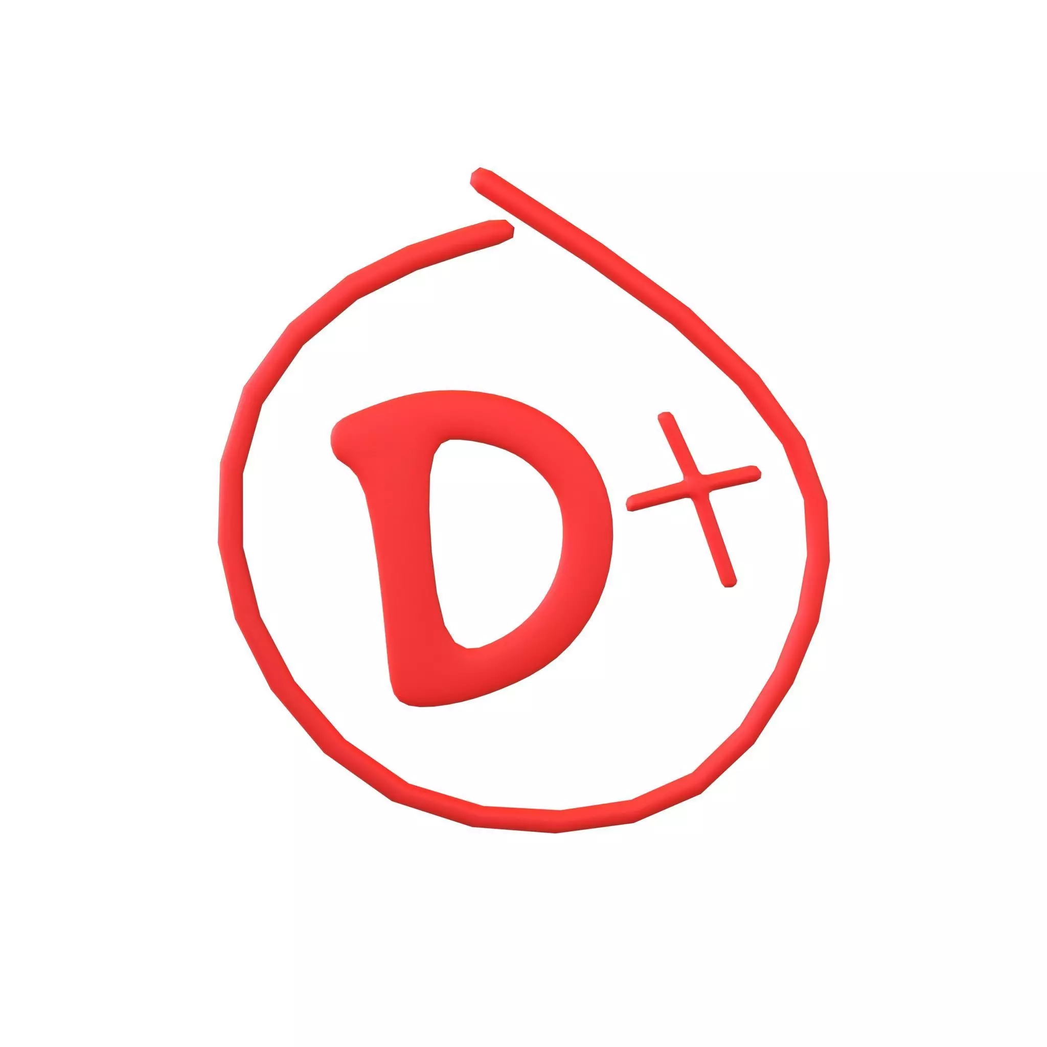 Grade D Plus Symbol v1 001 Low-poly 3D model_0