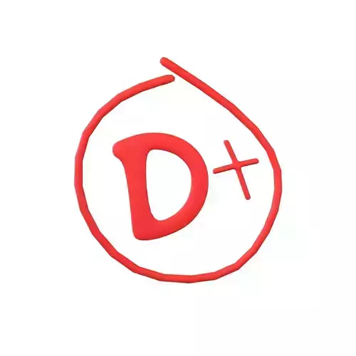 Grade D Plus Symbol v1 001 Low-poly 3D model