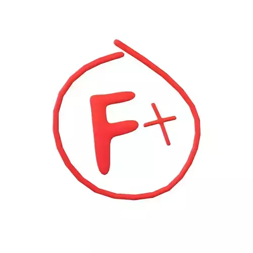 Grade F Plus Symbol v1 001 Low-poly 3D model
