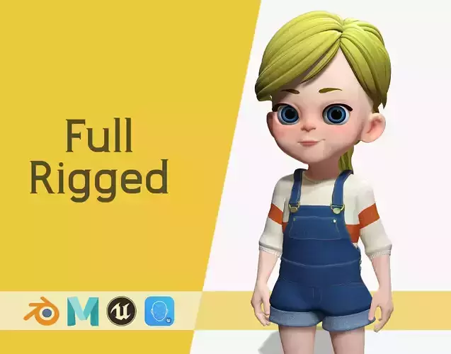 Sister  Cartoon girl Rigged 3D model child