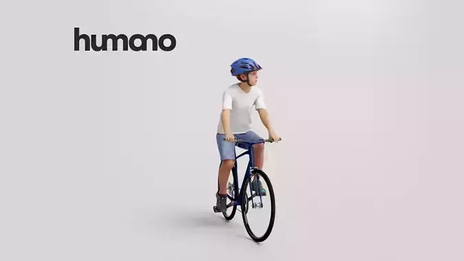 Humano Boy riding a bike 1020 3D model