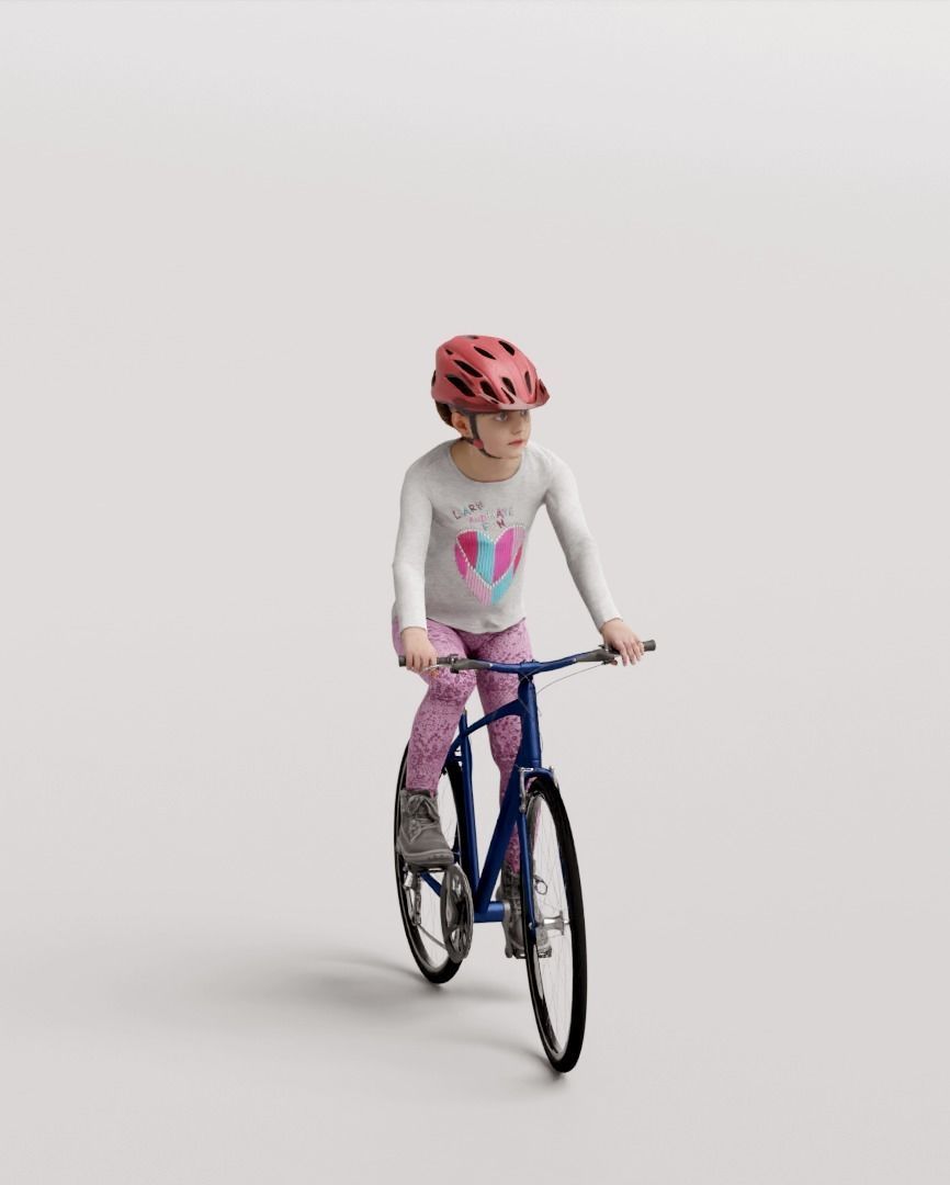 Humano Girl riding a bike 1019 3D model_4