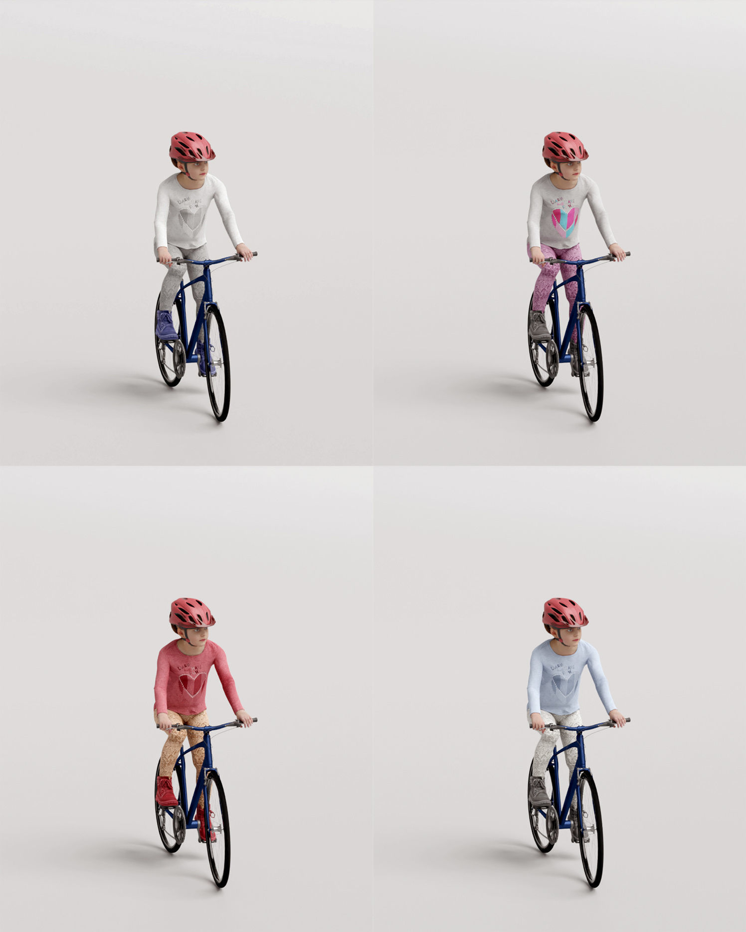 Humano Girl riding a bike 1019 3D model_7
