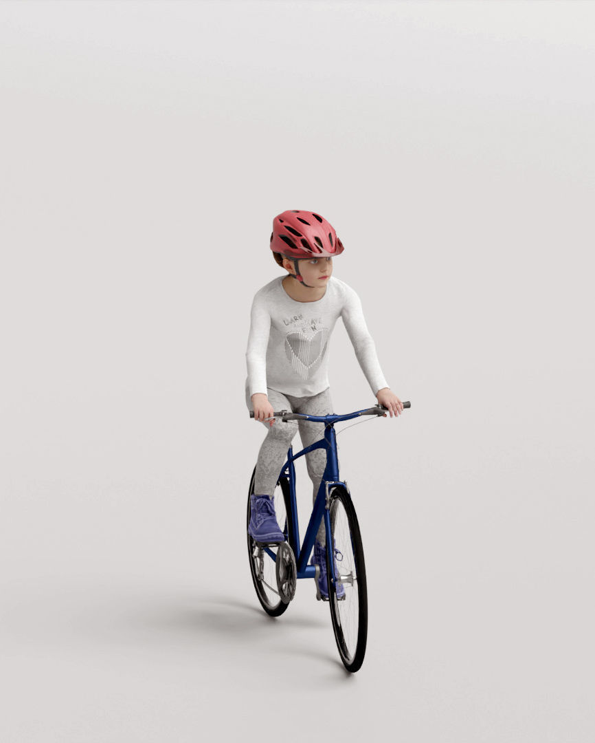 Humano Girl riding a bike 1019 3D model_1