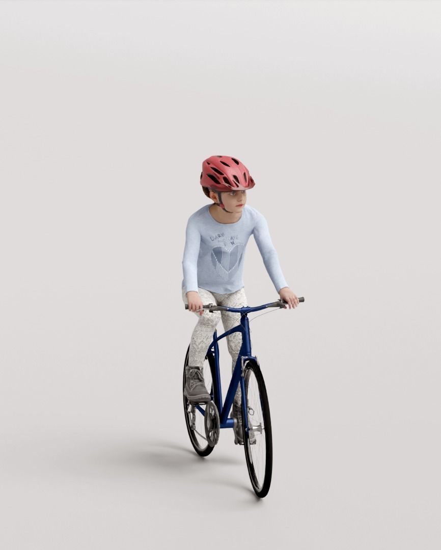 Humano Girl riding a bike 1019 3D model_6