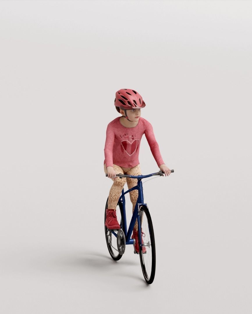 Humano Girl riding a bike 1019 3D model_5