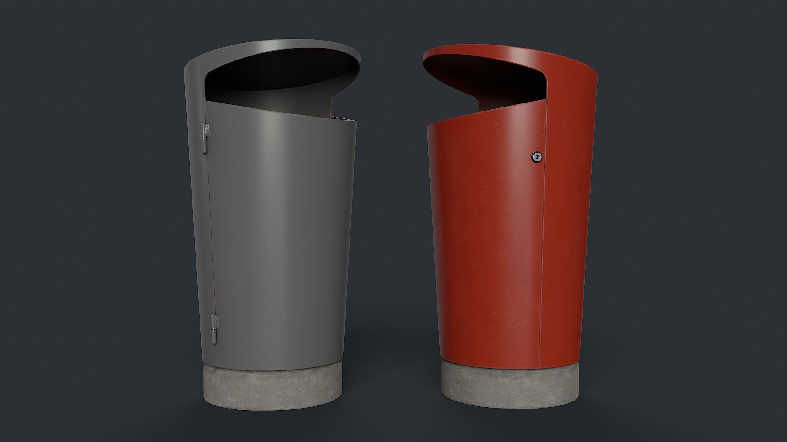 Street Trash Can 10 PBR Game Ready Low-poly 3D model_2