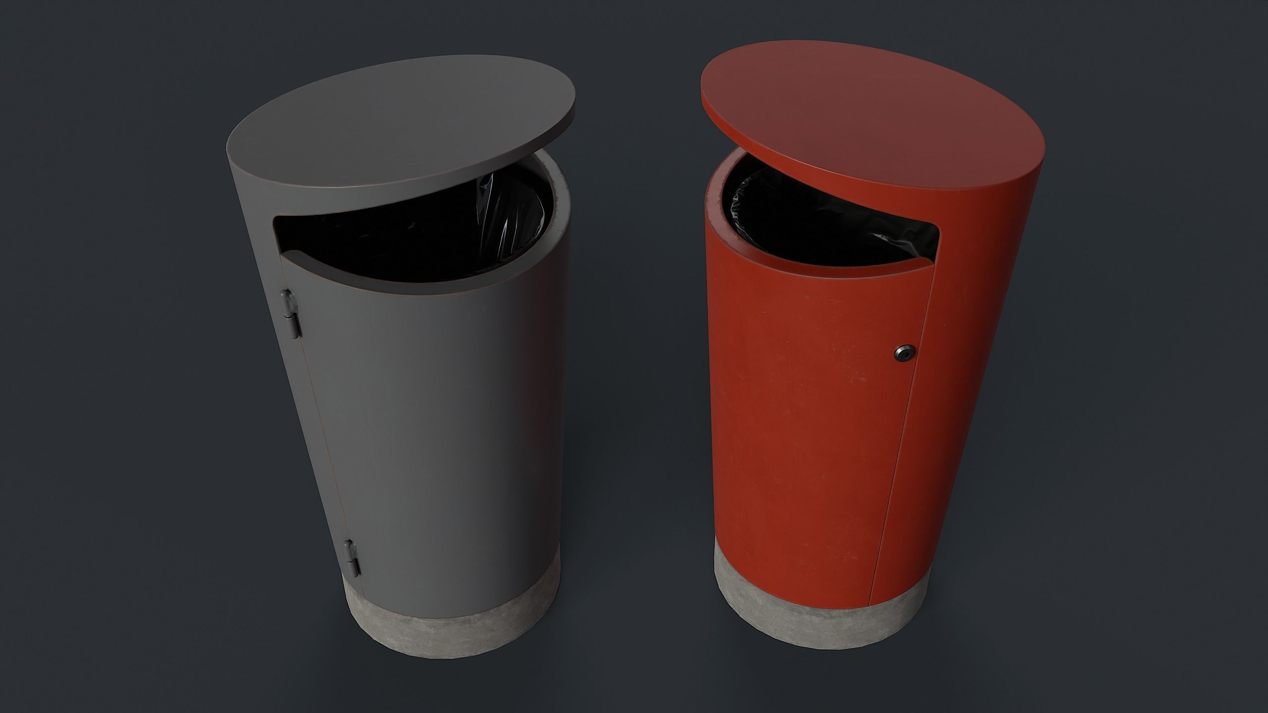 Street Trash Can 10 PBR Game Ready Low-poly 3D model_4