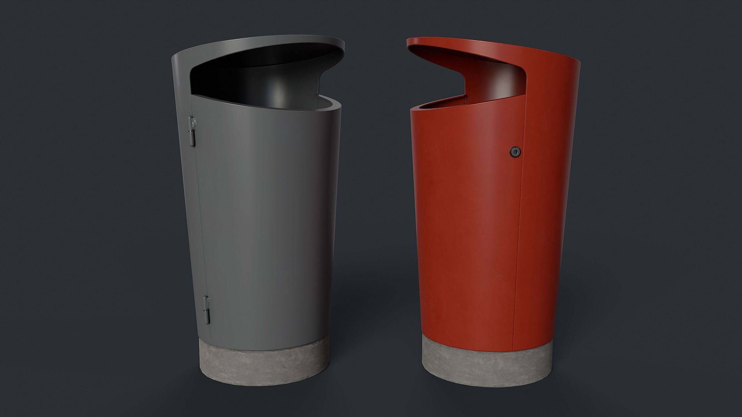 Street Trash Can 10 PBR Game Ready Low-poly 3D model_5