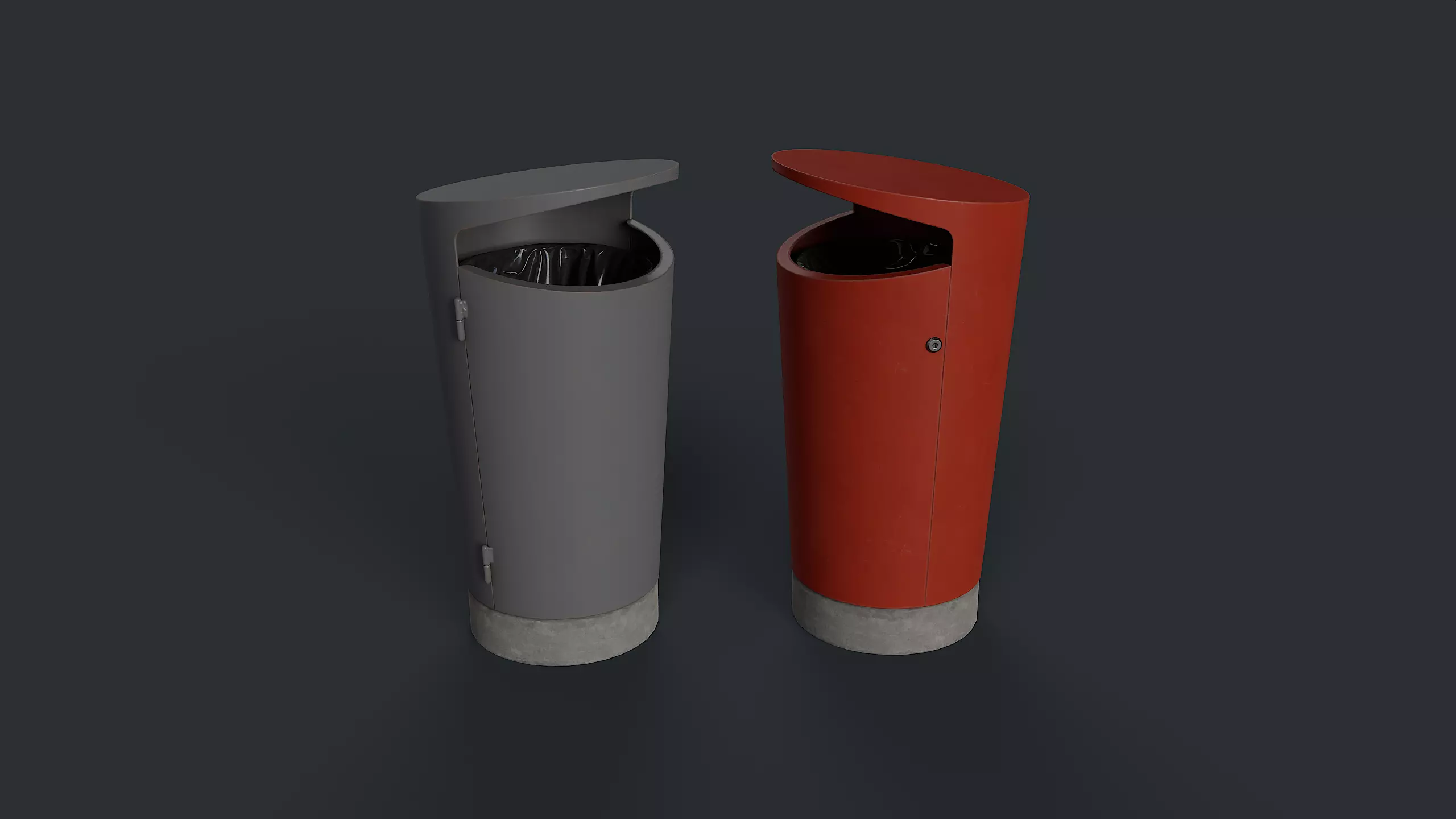 Street Trash Can 10 PBR Game Ready Low-poly 3D model_0
