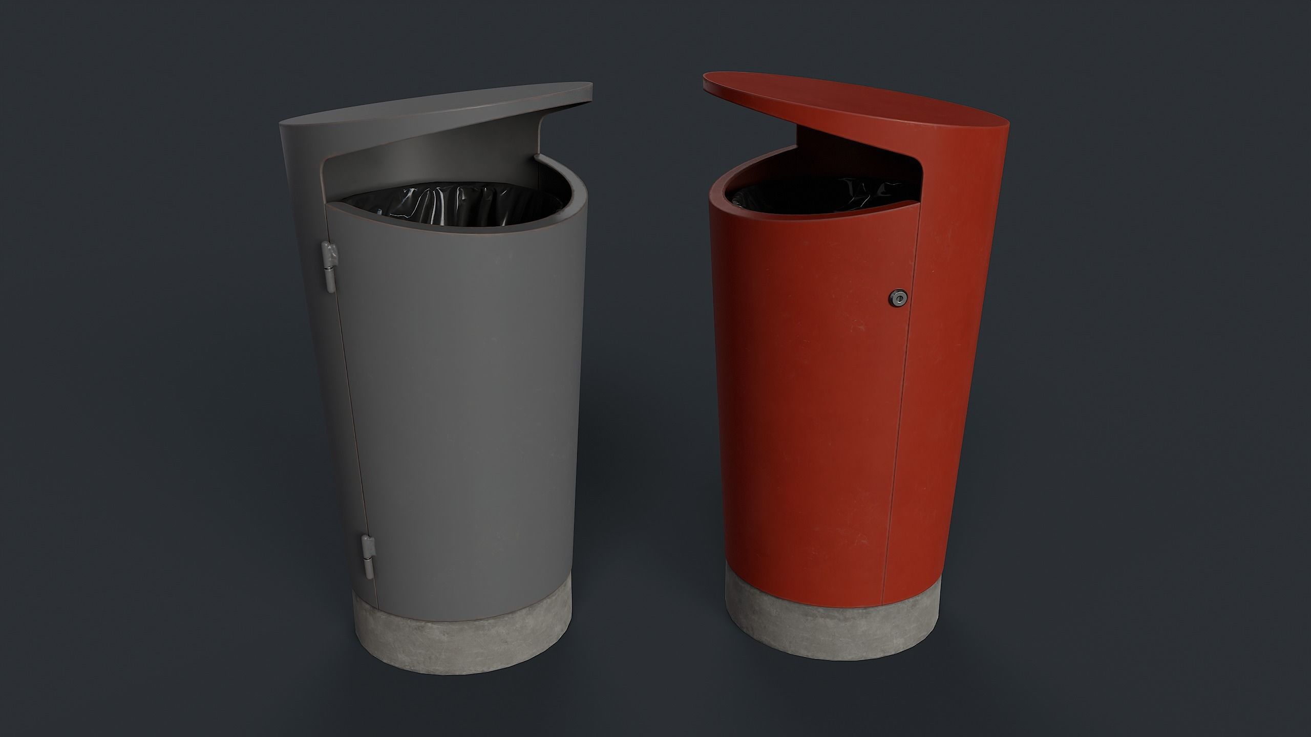 Street Trash Can 10 PBR Game Ready Low-poly 3D model_1
