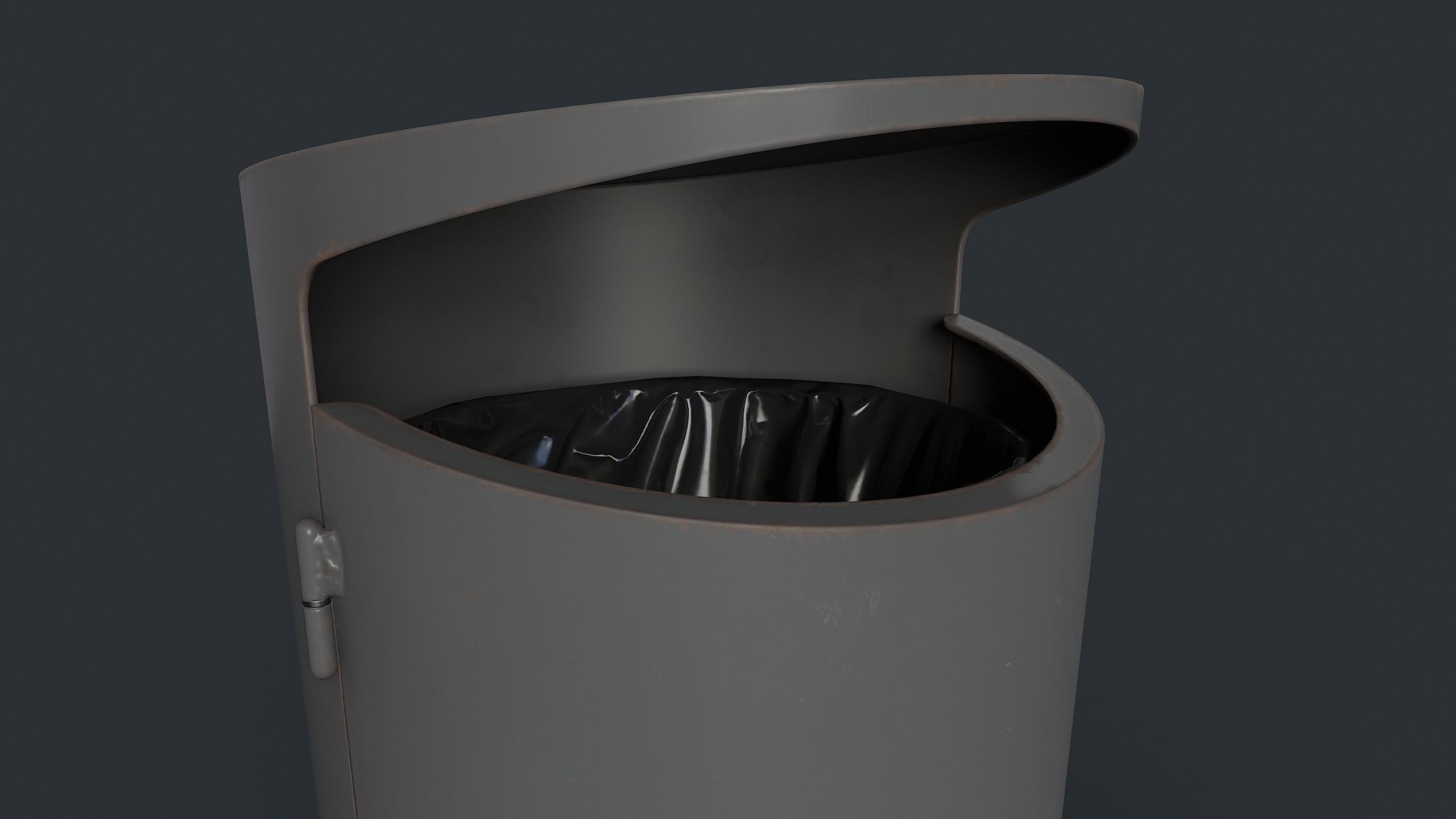 Street Trash Can 10 PBR Game Ready Low-poly 3D model_12