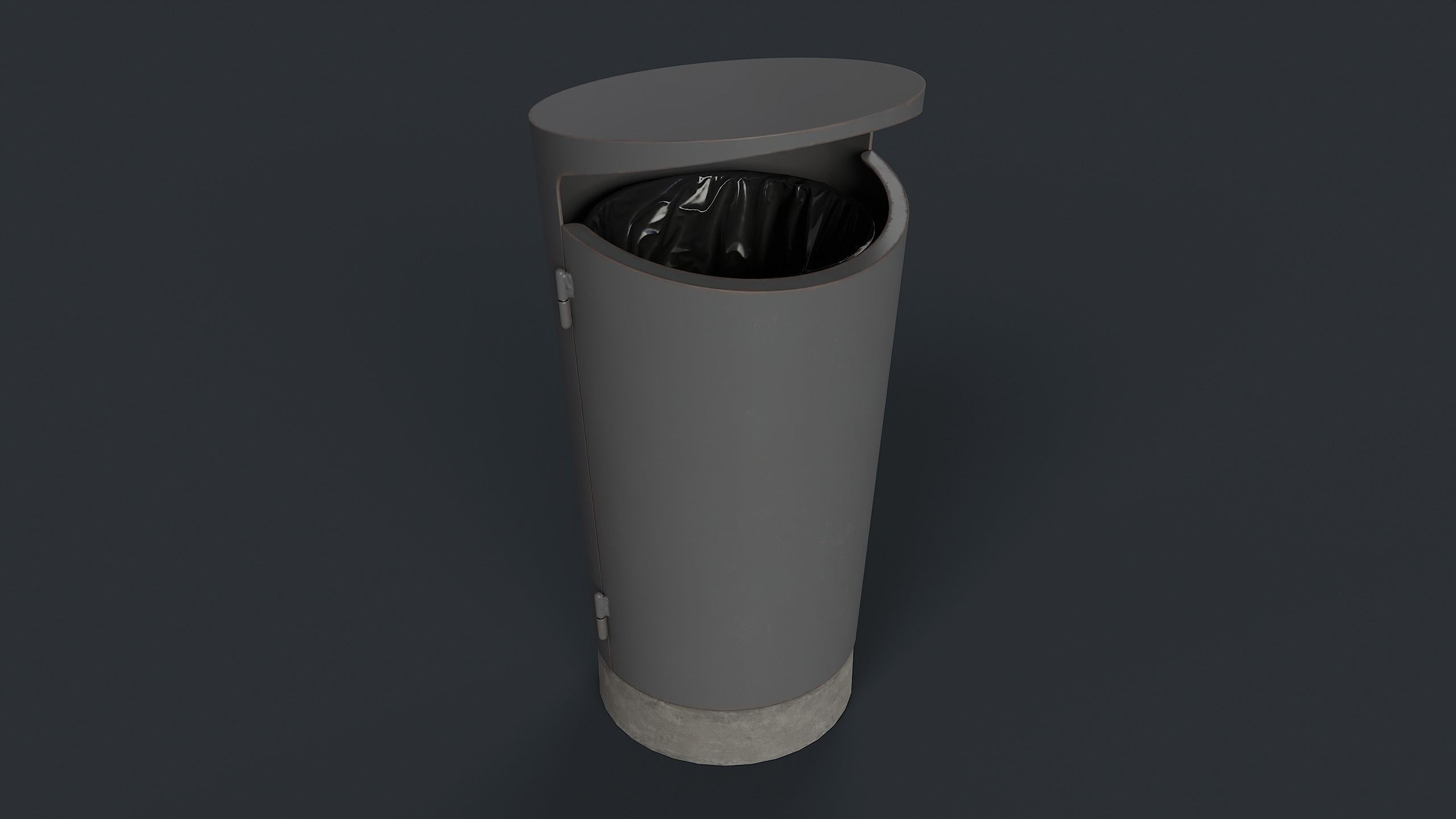 Street Trash Can 10 PBR Game Ready Low-poly 3D model_9