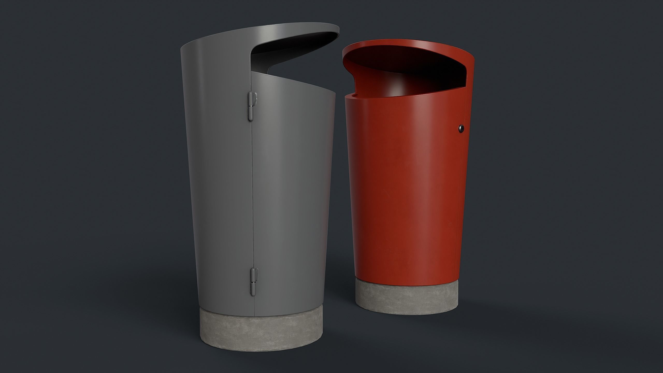 Street Trash Can 10 PBR Game Ready Low-poly 3D model_6