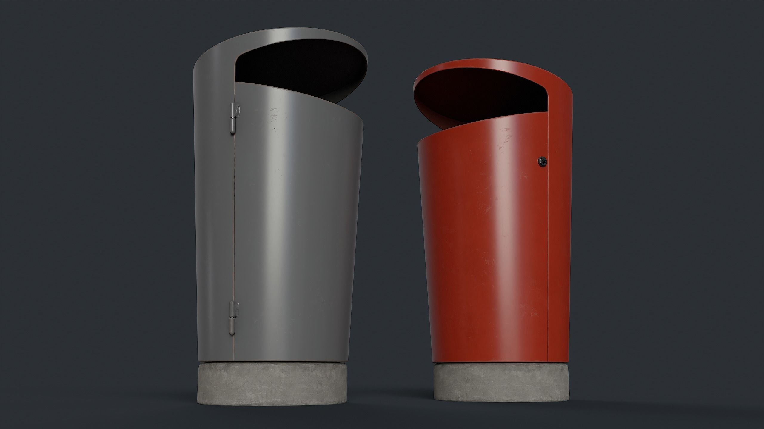 Street Trash Can 10 PBR Game Ready Low-poly 3D model_3