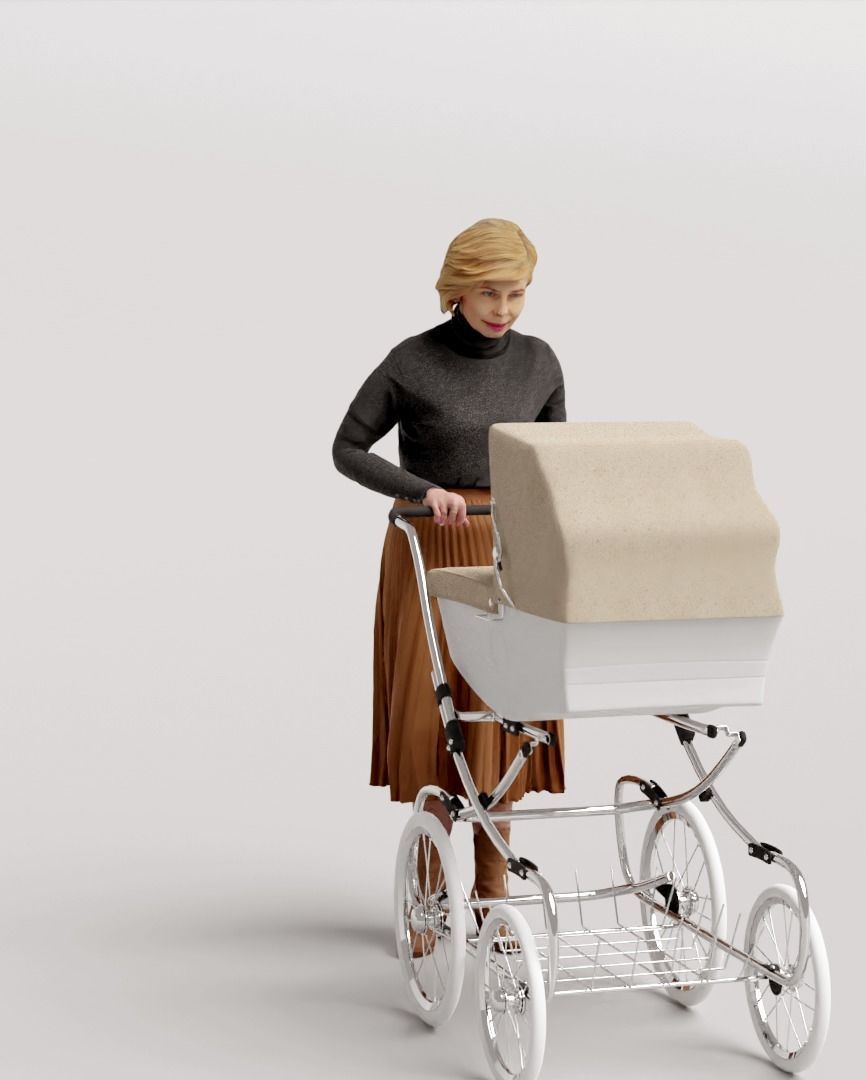 Humano Woman with a stroller 1017 3D model_6