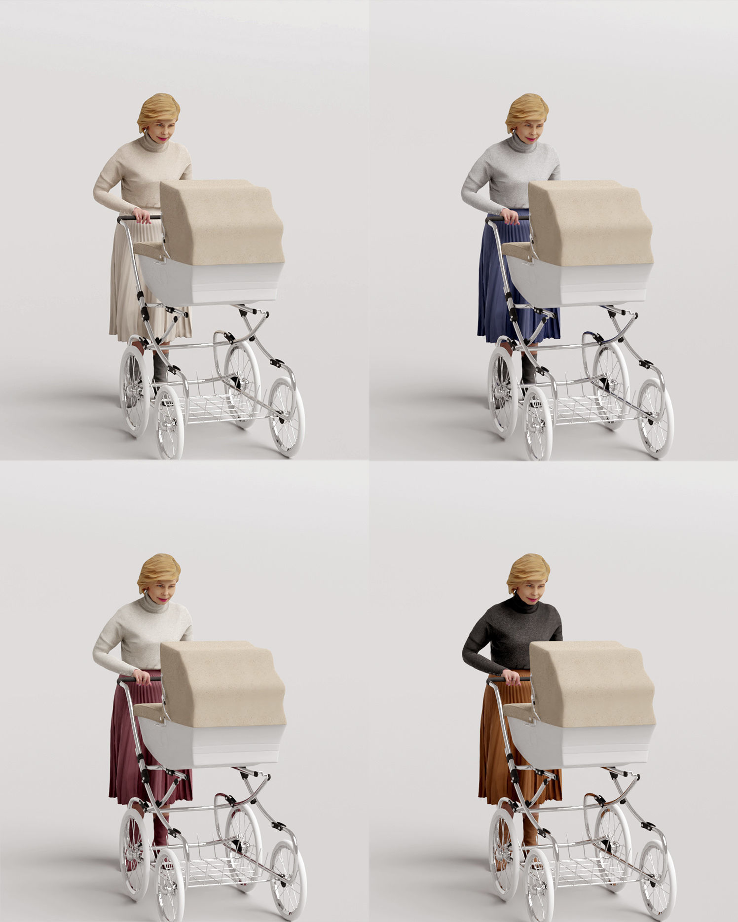 Humano Woman with a stroller 1017 3D model_7