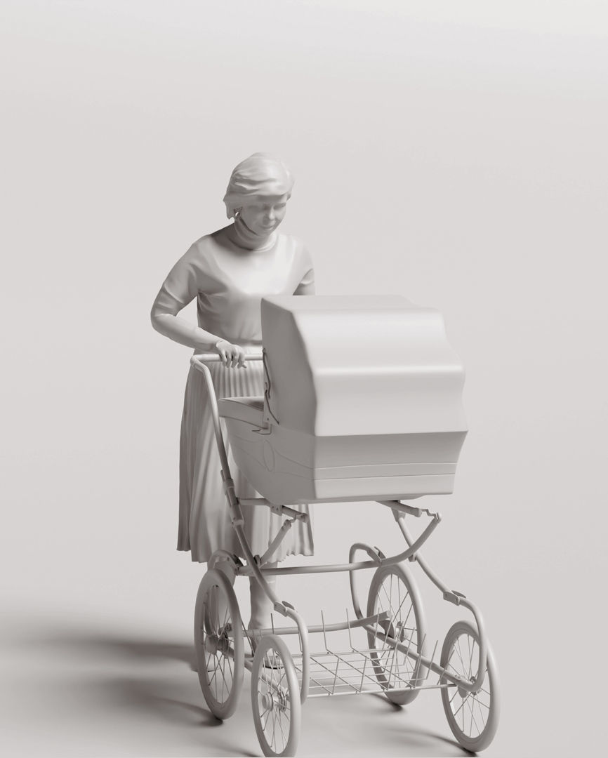 Humano Woman with a stroller 1017 3D model_3