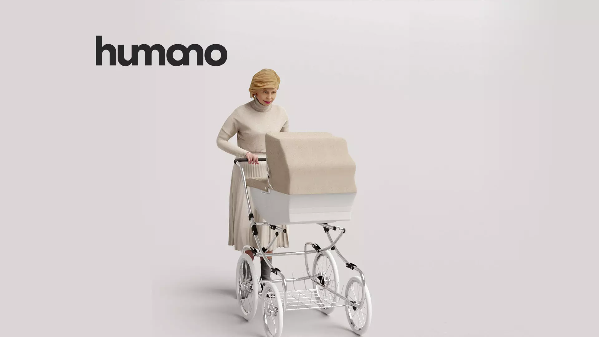 Humano Woman with a stroller 1017 3D model_0