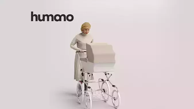 Humano Woman with a stroller  1017 3D model