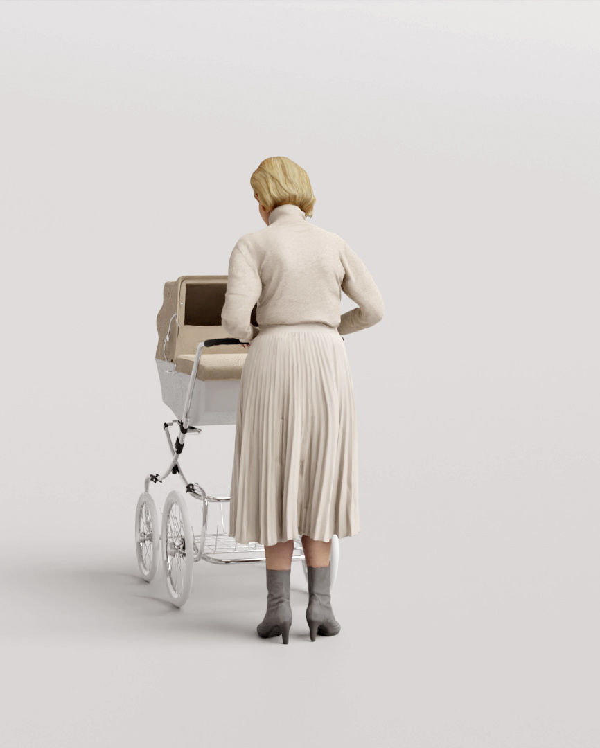 Humano Woman with a stroller 1017 3D model_2