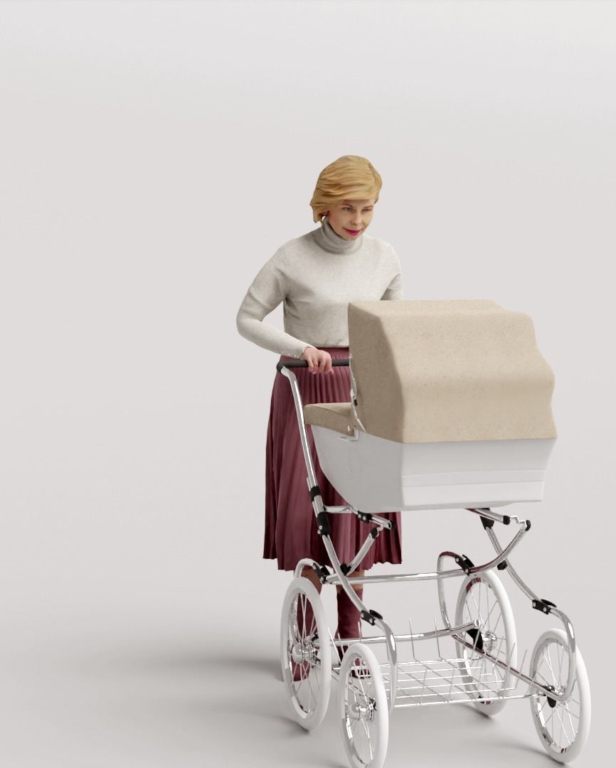 Humano Woman with a stroller 1017 3D model_5