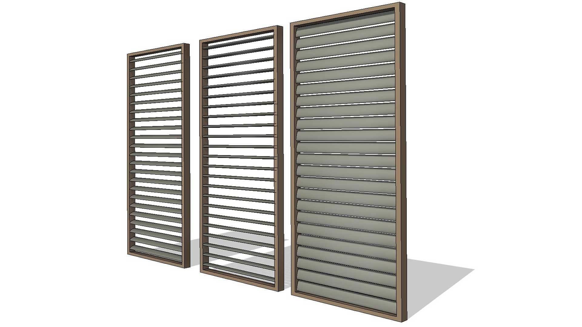 Vertical Sun Screen Louvre Panels 3D model_3