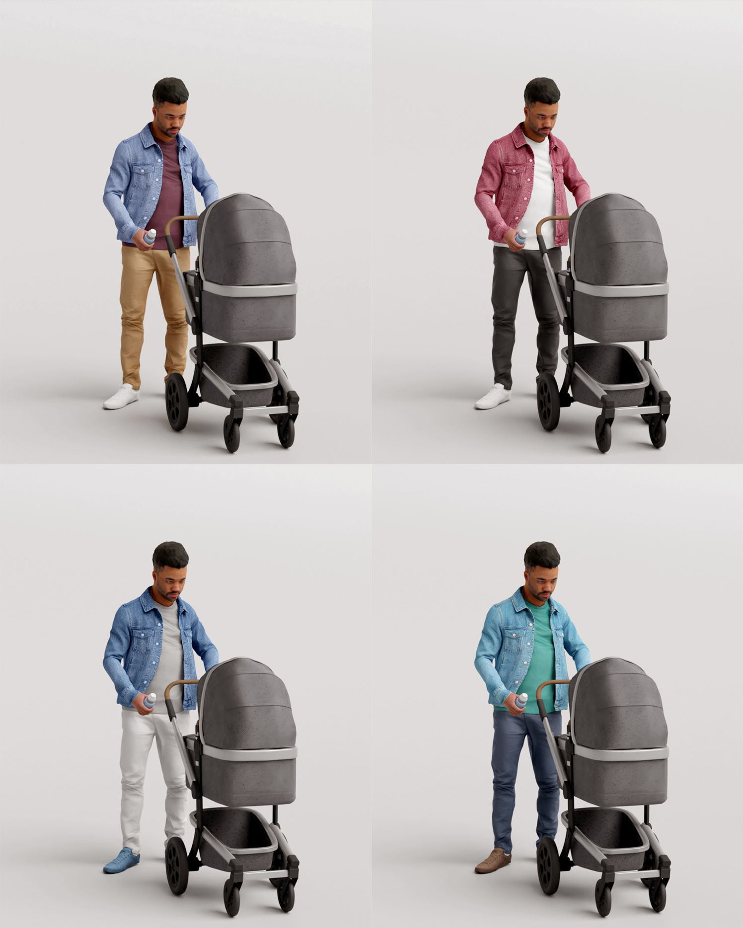 Humano Man with a stroller 1016 3D model_7