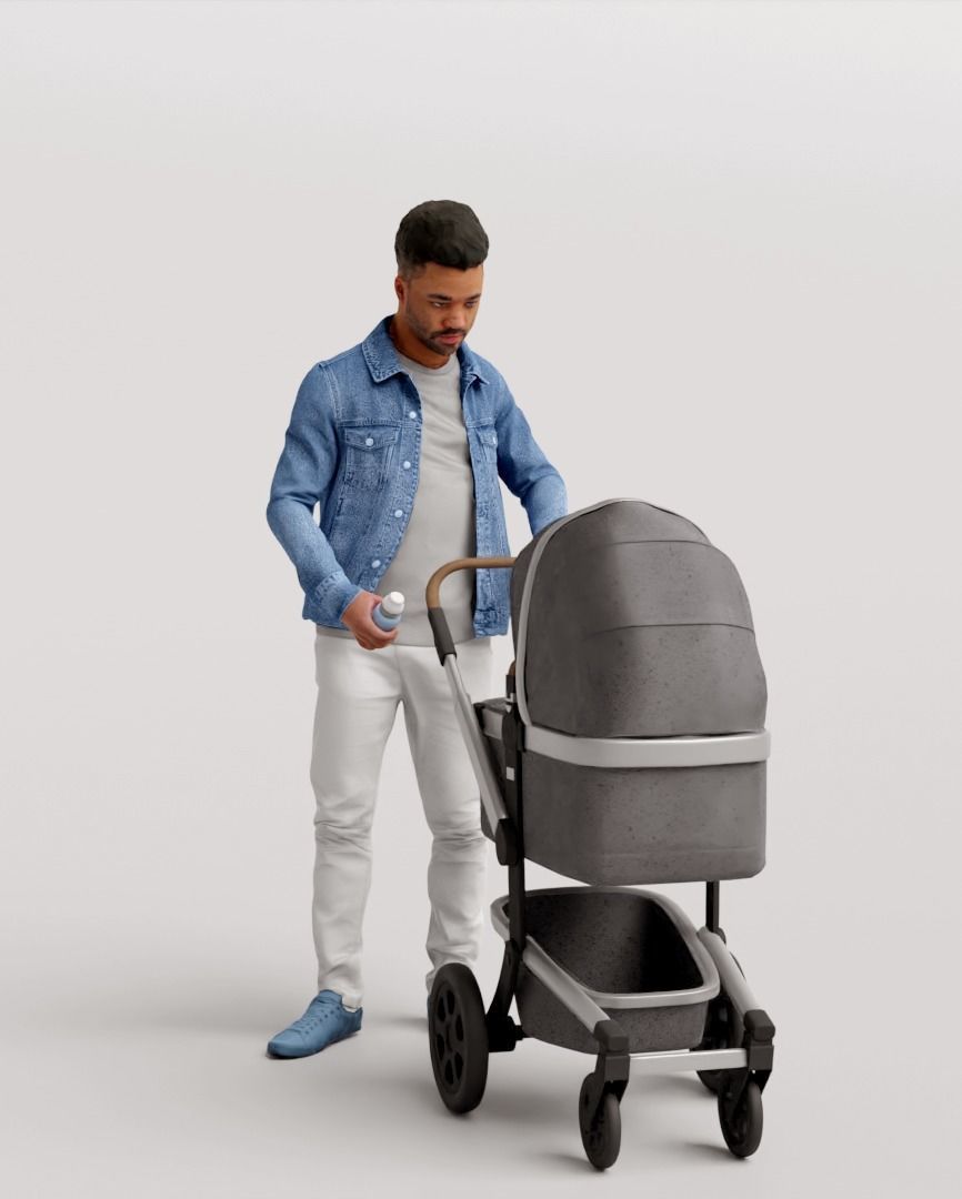 Humano Man with a stroller 1016 3D model_5
