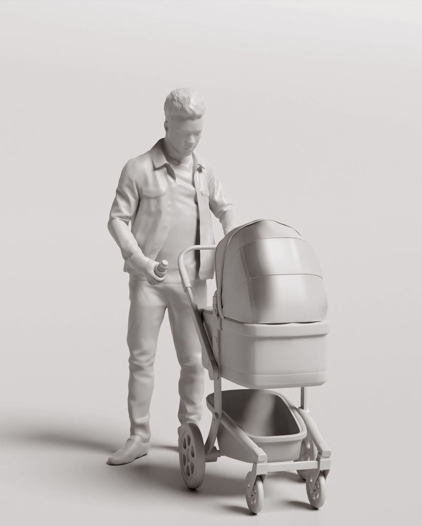 Humano Man with a stroller 1016 3D model_3