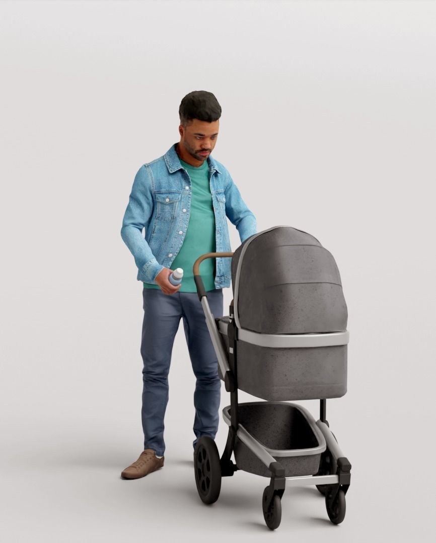 Humano Man with a stroller 1016 3D model_6