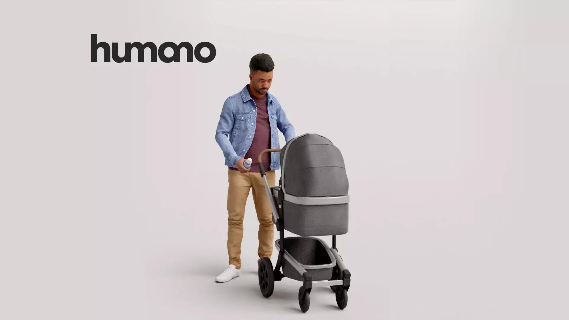 Humano Man with a stroller 1016 3D model_0